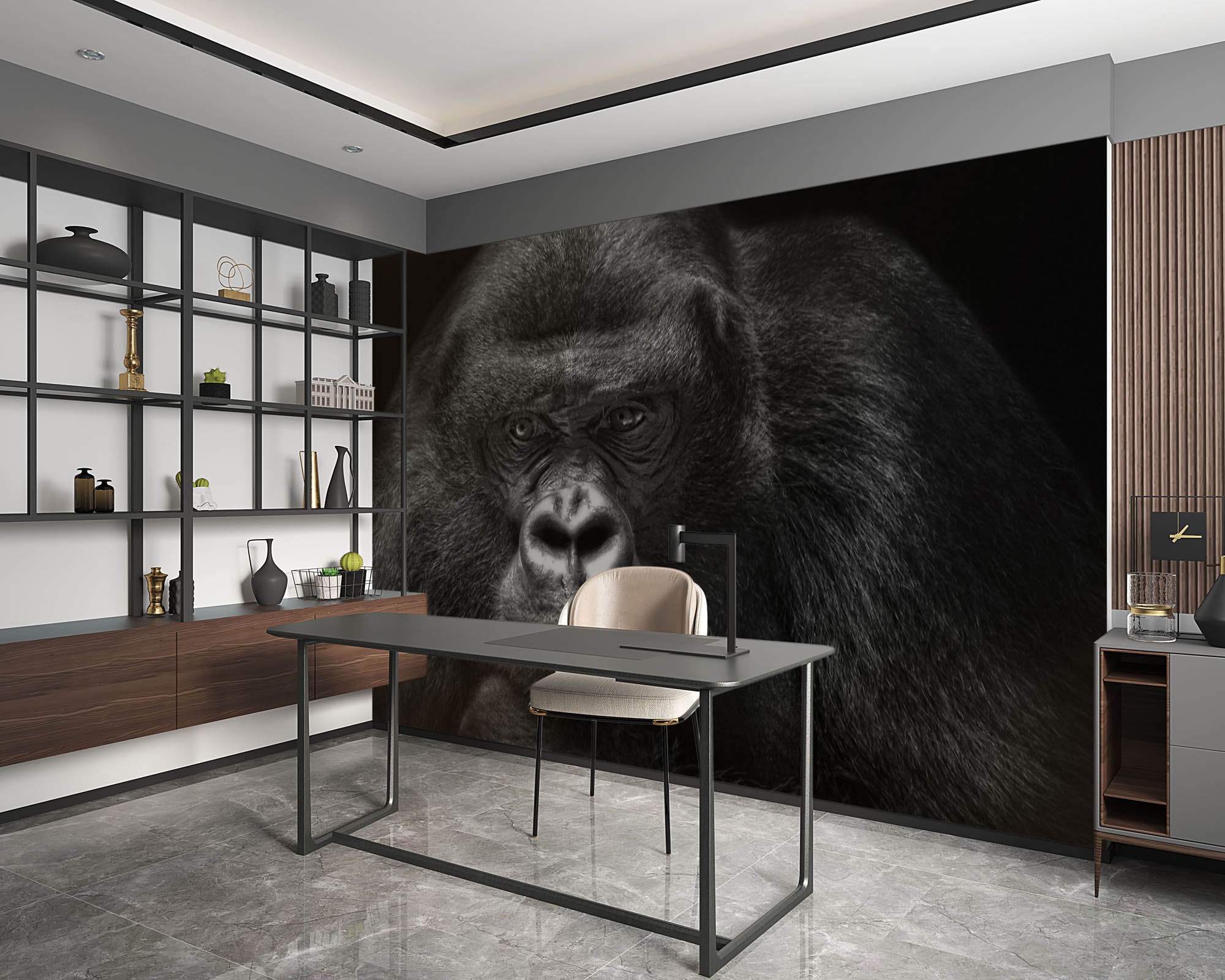 Gorilla op zwarte achtergrond - LW00214 Fotobehang