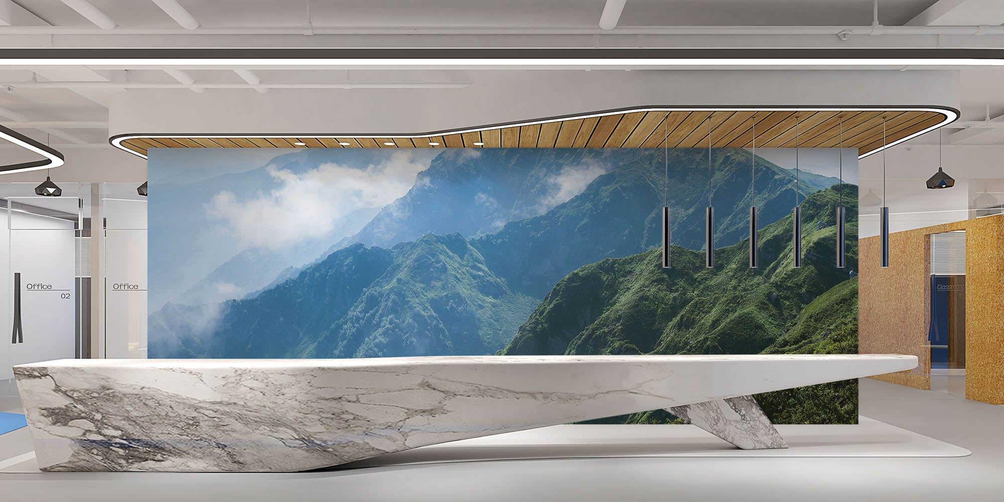 Groen gebergte Rusland - LW00111 Fotobehang