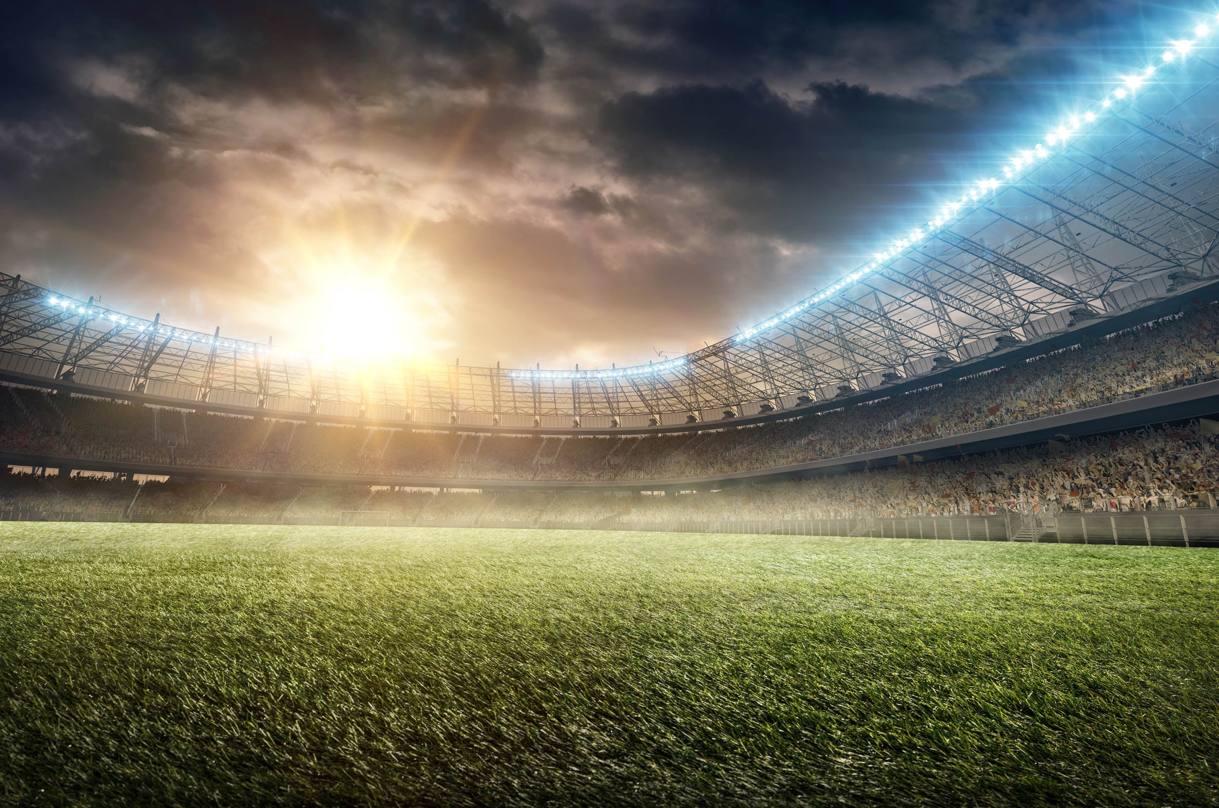 Groot Voetbalstadion bij Zonsondergang - LW00799 Fotobehang