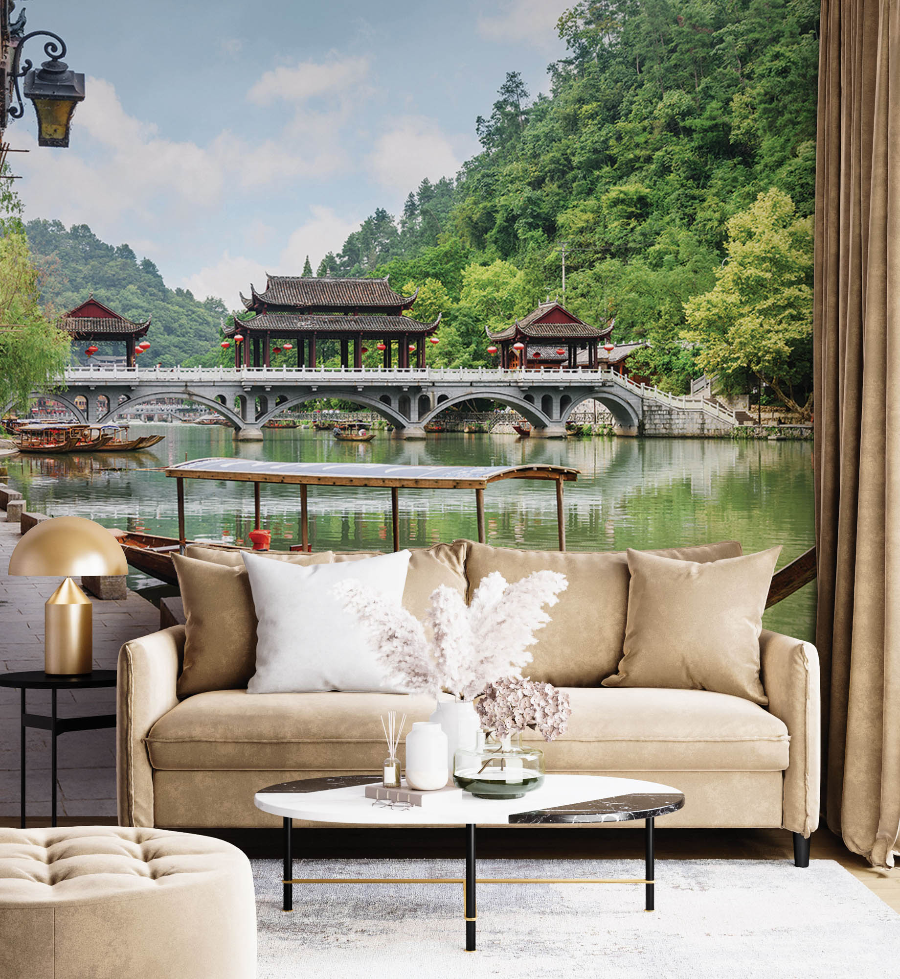 Houten Chinese boot - LW00095 Fotobehang