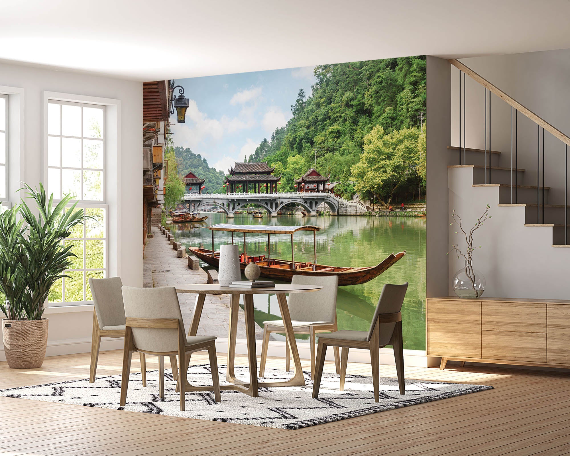 Houten Chinese boot - LW00095 Fotobehang