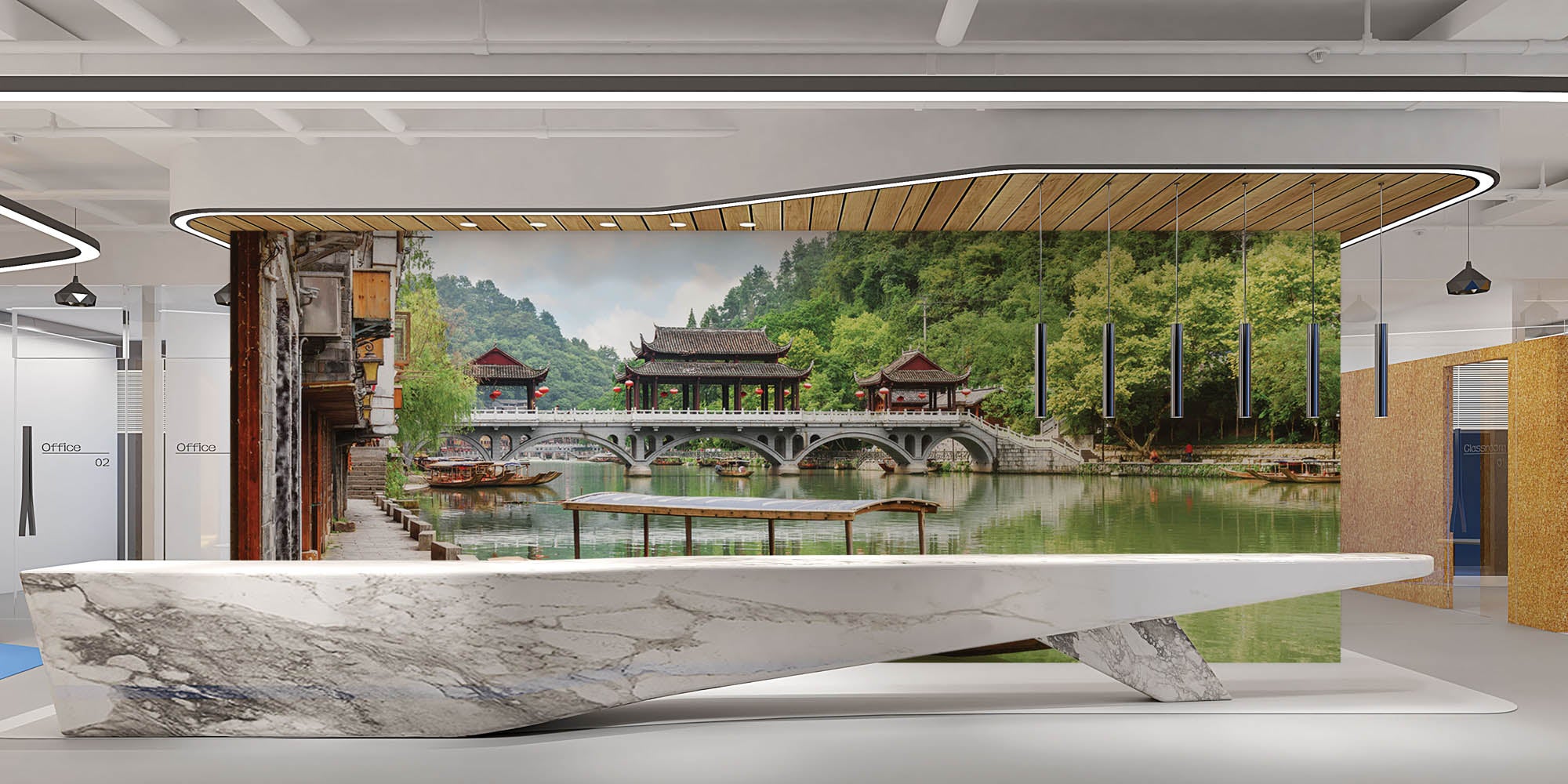 Houten Chinese boot - LW00095 Fotobehang