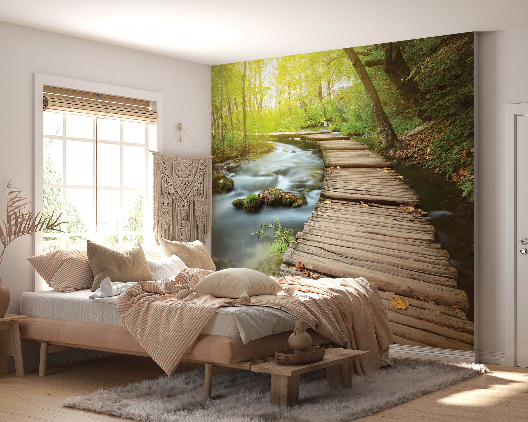 Houten weg door bos - LW00251 Fotobehang