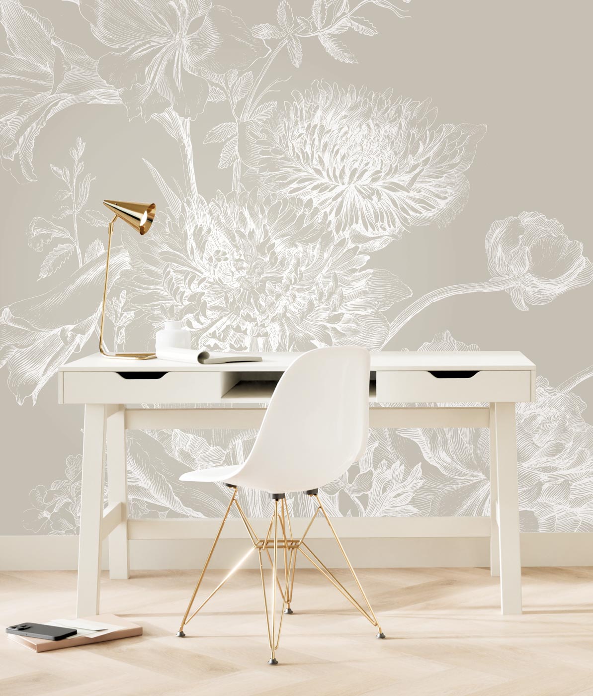 KEK Amsterdam Engraved Flowers Wallpaper WP-758-R - 8 Sheets Behang
