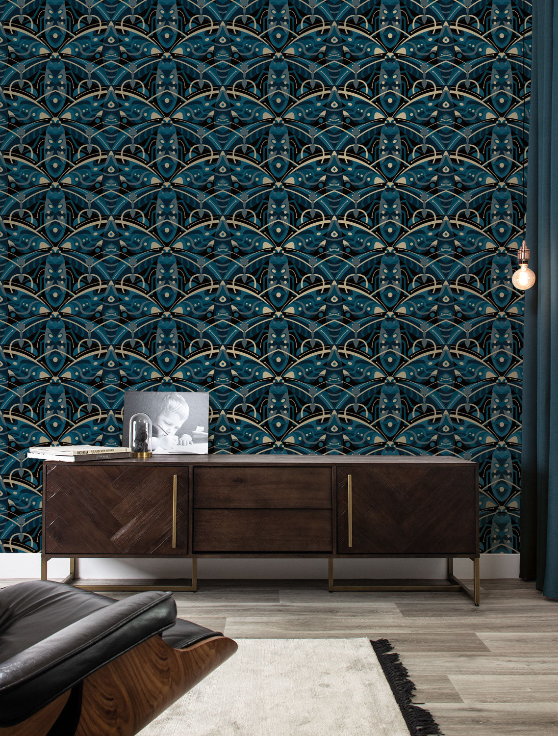 KEK Amsterdam Gold Metallic Beetle Blauw MW-001 Behang