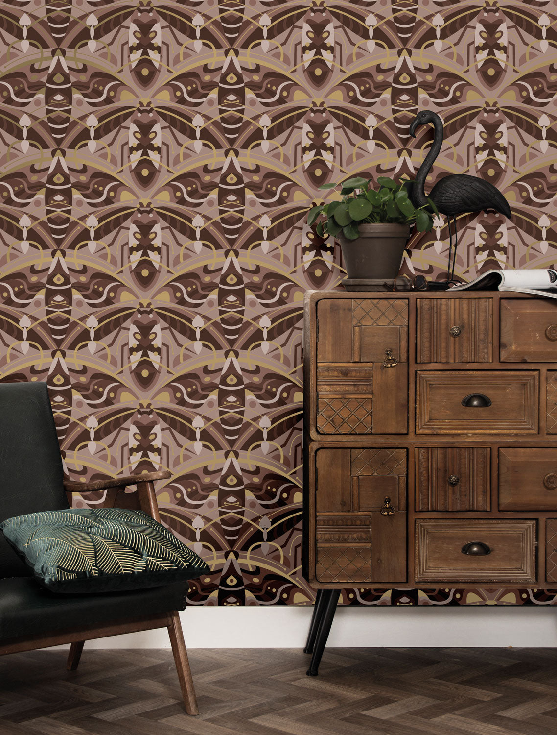 KEK Amsterdam Gold Metallic Beetle Taupe MW-003 Behang