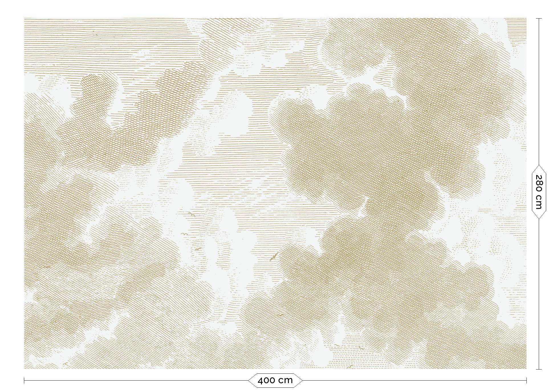 KEK Amsterdam Gold Metallic Engraved Clouds MW-178 - 8 Sheets Behang