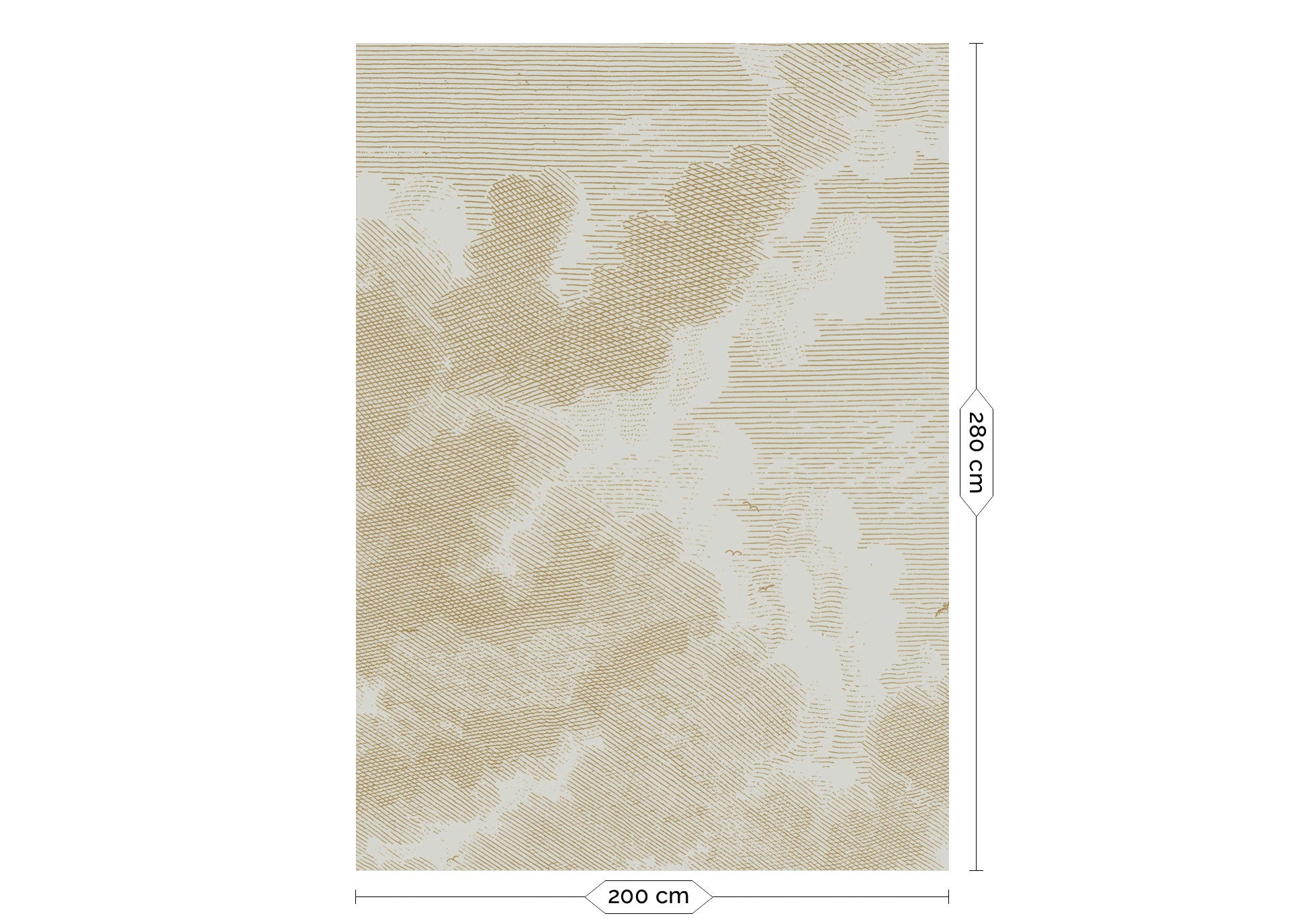KEK Amsterdam Gold Metallic Engraved Clouds MW-179 - 4 Sheets Behang