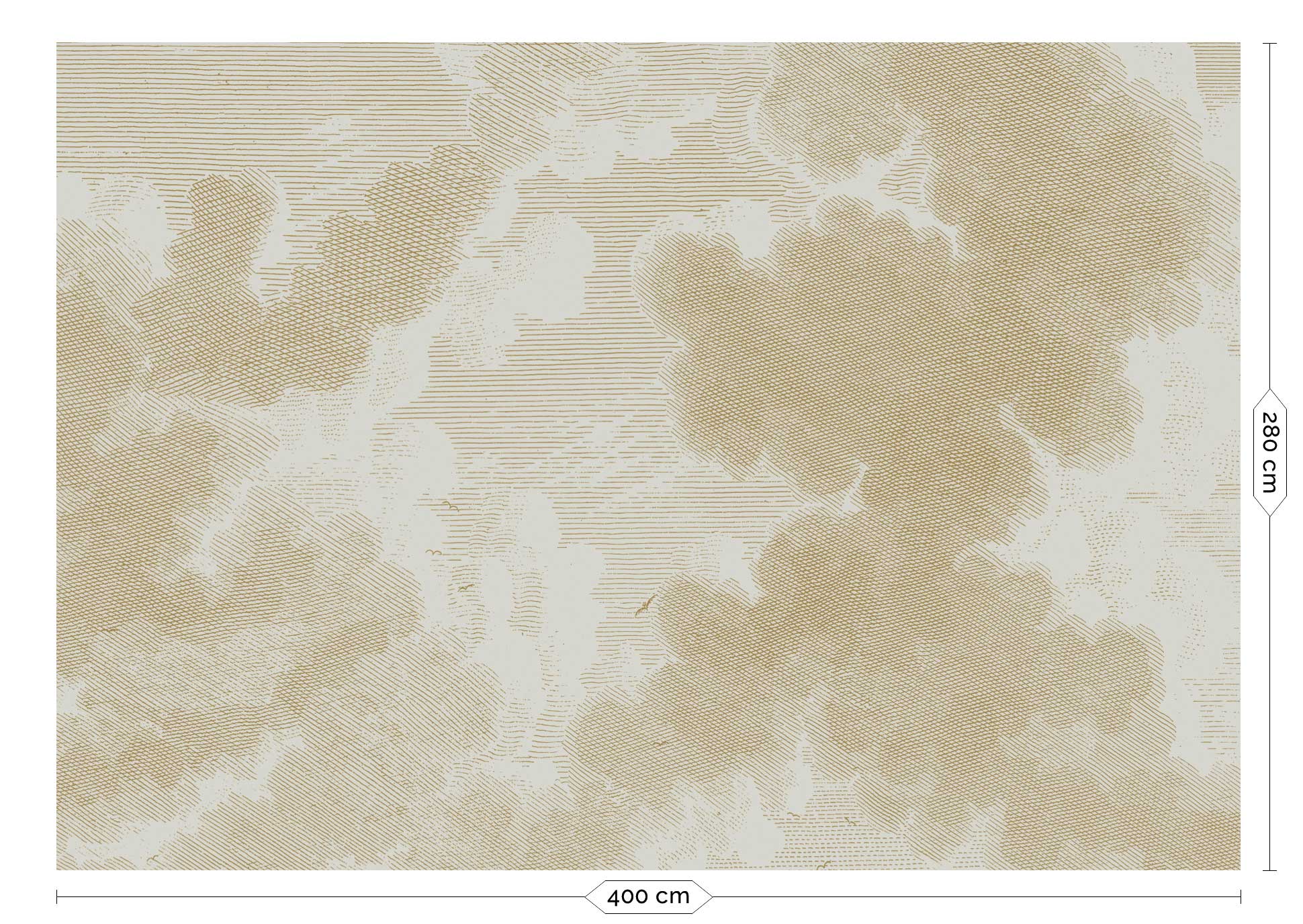 KEK Amsterdam Gold Metallic Engraved Clouds MW-181 - 8 Sheets Behang