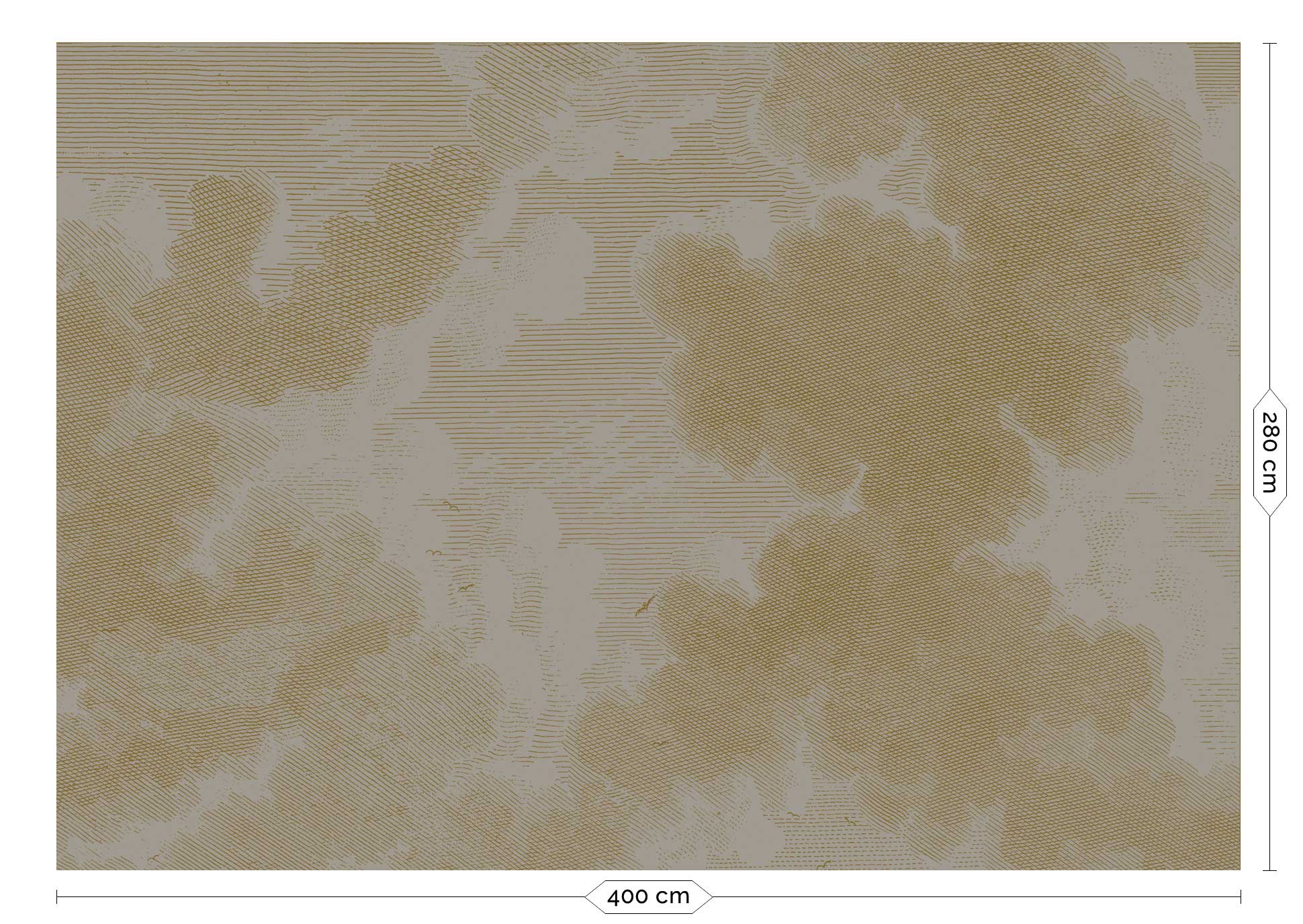 KEK Amsterdam Gold Metallic Engraved Clouds MW-187 - 8 Sheets Behang