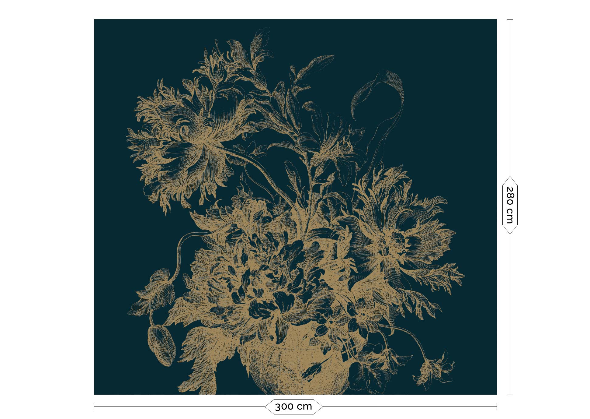 KEK Amsterdam Gold Metallic Engraved Flowers MW-014 - 6 Sheets Behang
