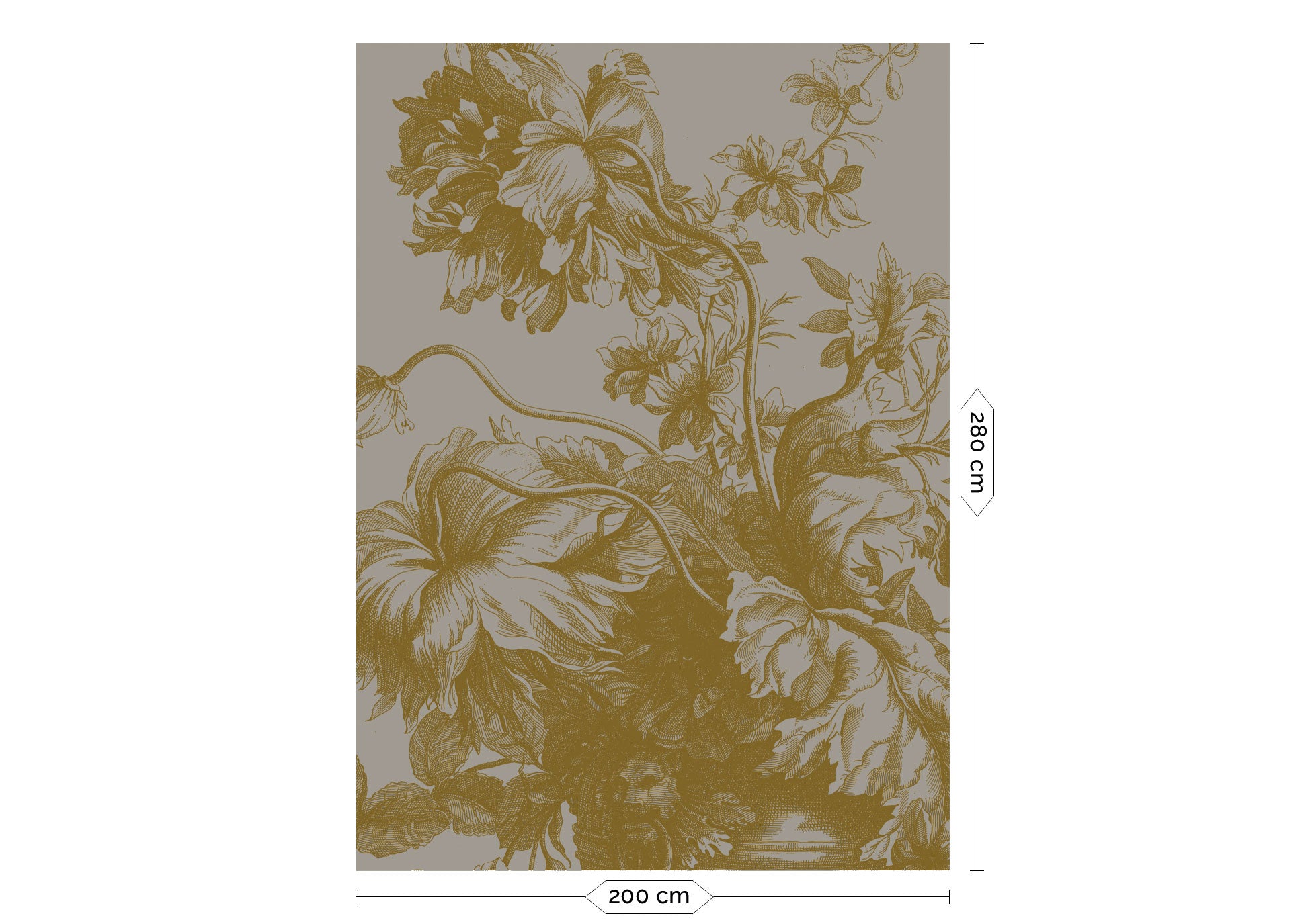 KEK Amsterdam Gold Metallic Engraved Flowers MW-016 - 4 Sheets Behang