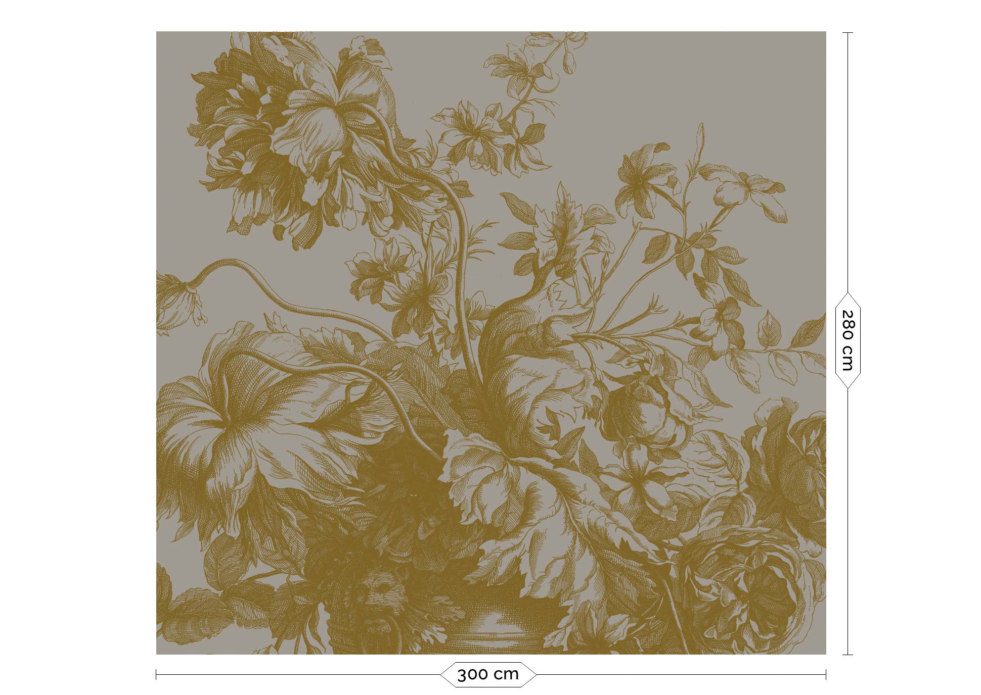 KEK Amsterdam Gold Metallic Engraved Flowers MW-017 - 6 Sheets Behang