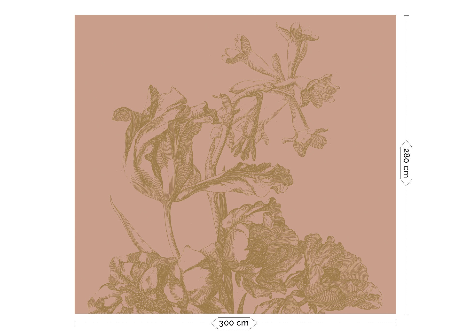 KEK Amsterdam Gold Metallic Engraved Flowers MW-023 - 6 Sheets Behang