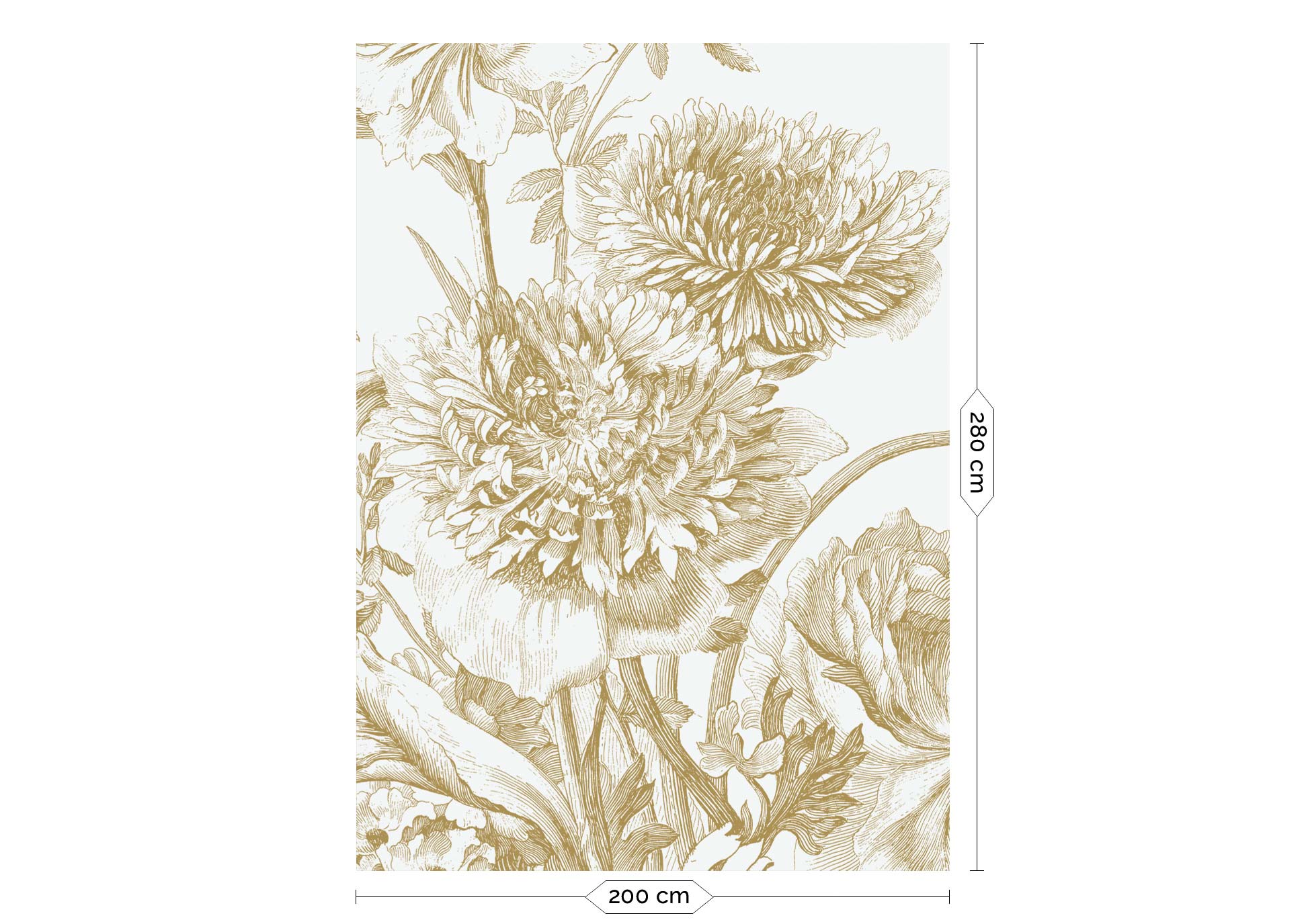 KEK Amsterdam Gold Metallic Engraved Flowers MW-028 - 4 Sheets Behang