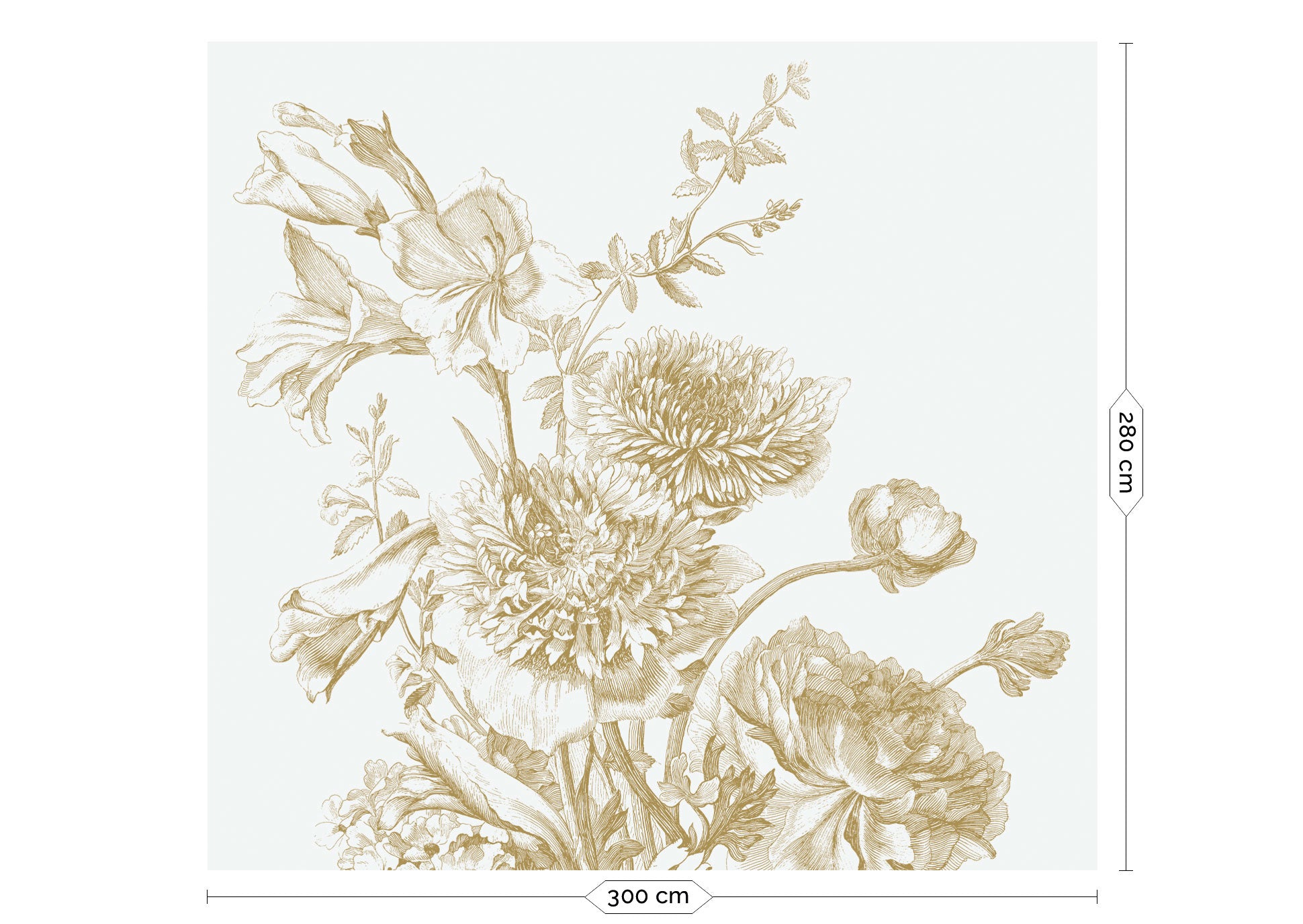 KEK Amsterdam Gold Metallic Engraved Flowers MW-029 - 6 Sheets Behang