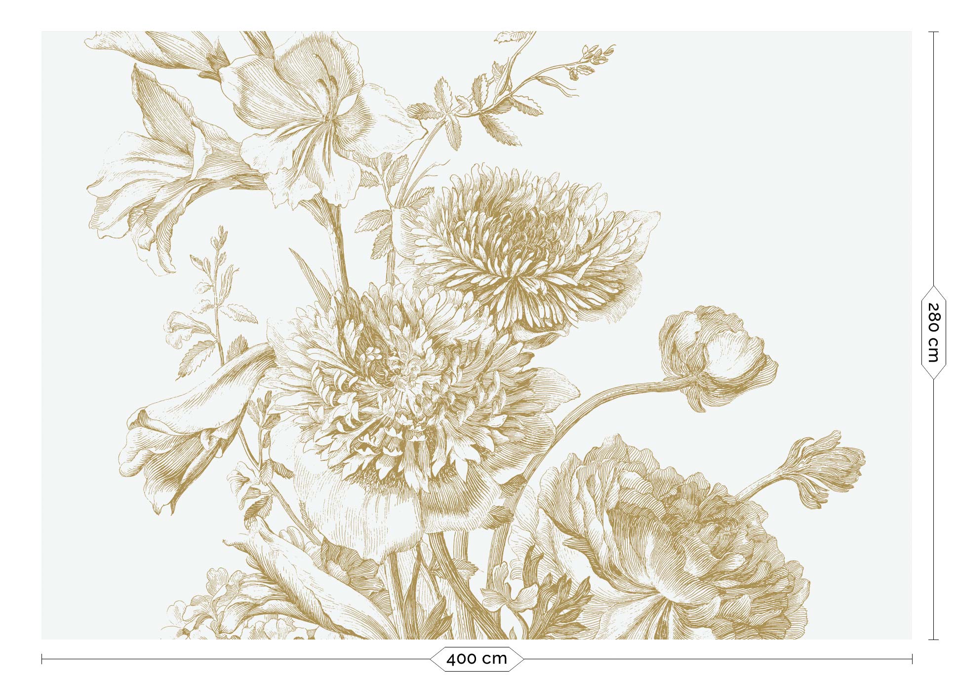 KEK Amsterdam Gold Metallic Engraved Flowers MW-030 - 8 Sheets Behang