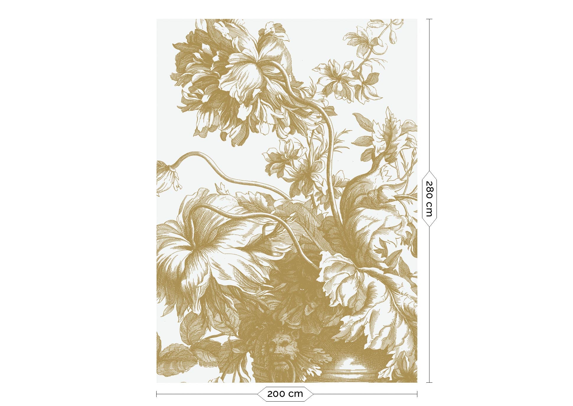 KEK Amsterdam Gold Metallic Engraved Flowers MW-113 - 4 Sheets Behang