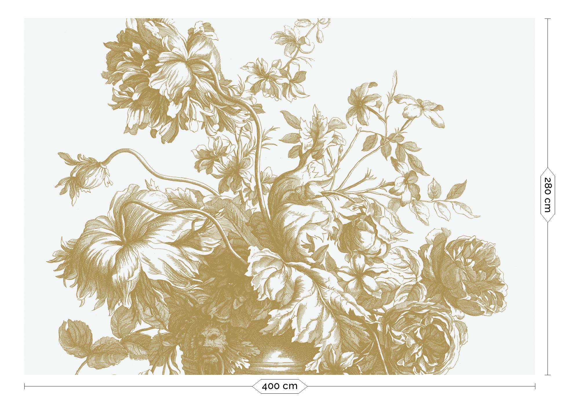 KEK Amsterdam Gold Metallic Engraved Flowers MW-115 - 8 Sheets Behang