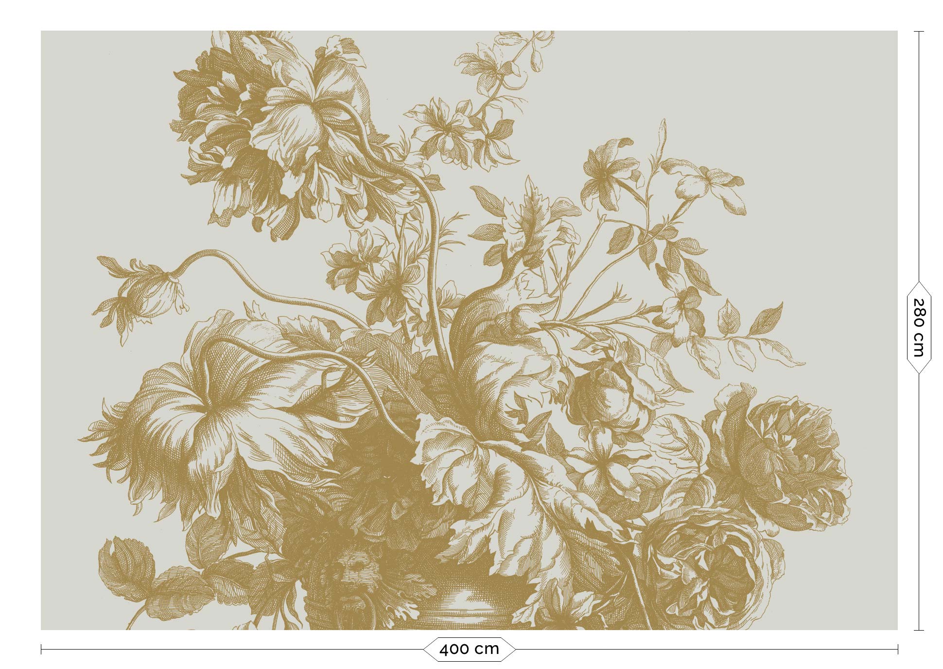 KEK Amsterdam Gold Metallic Engraved Flowers MW-118 - 8 Sheets Behang