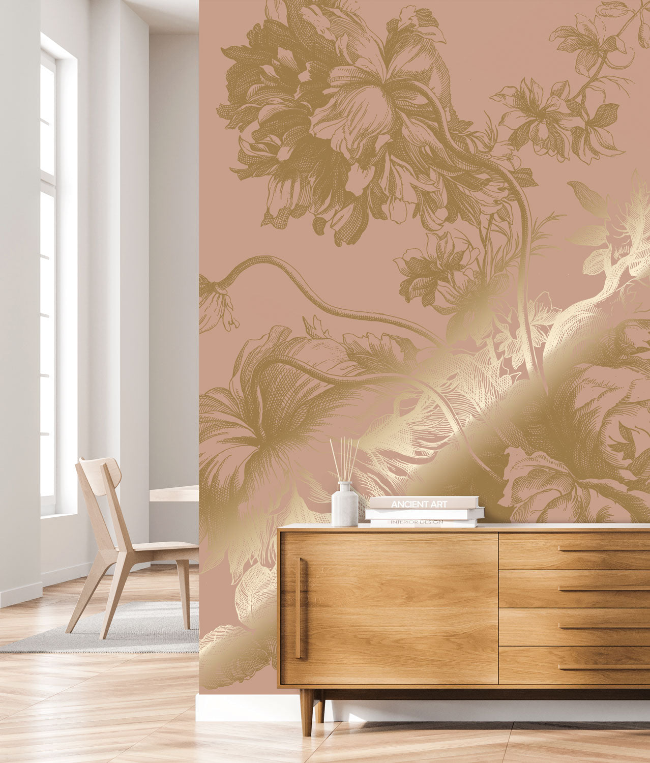 KEK Amsterdam Gold Metallic Engraved Flowers MW-119 - 4 Sheets Behang