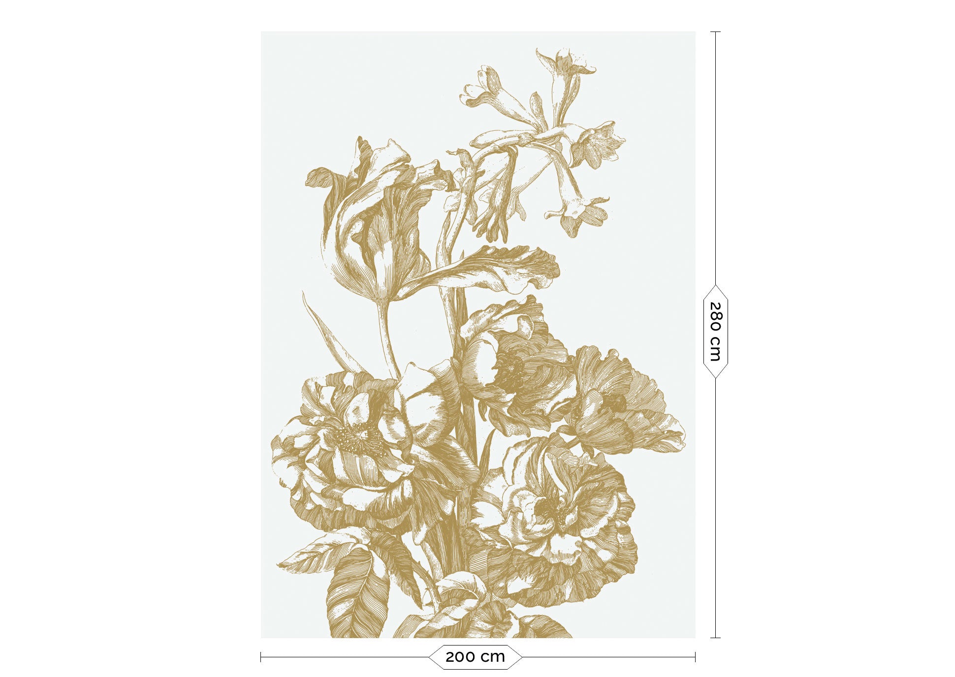 KEK Amsterdam Gold Metallic Engraved Flowers MW-122 - 4 Sheets Behang