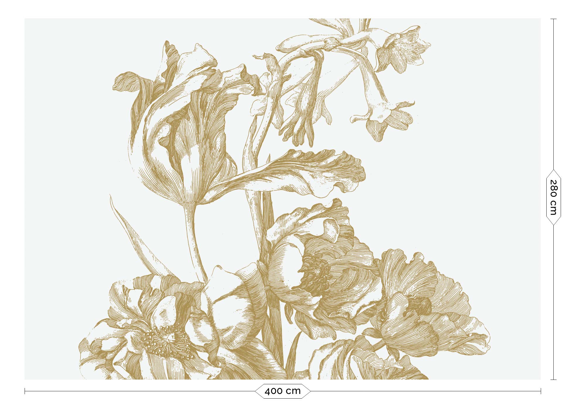 KEK Amsterdam Gold Metallic Engraved Flowers MW-124 - 8 Sheets Behang