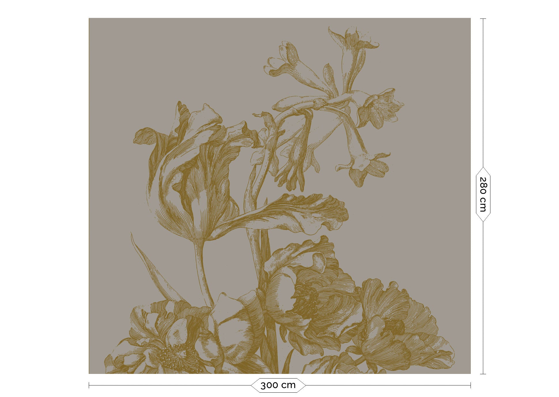 KEK Amsterdam Gold Metallic Engraved Flowers MW-129 - 6 Sheets Behang