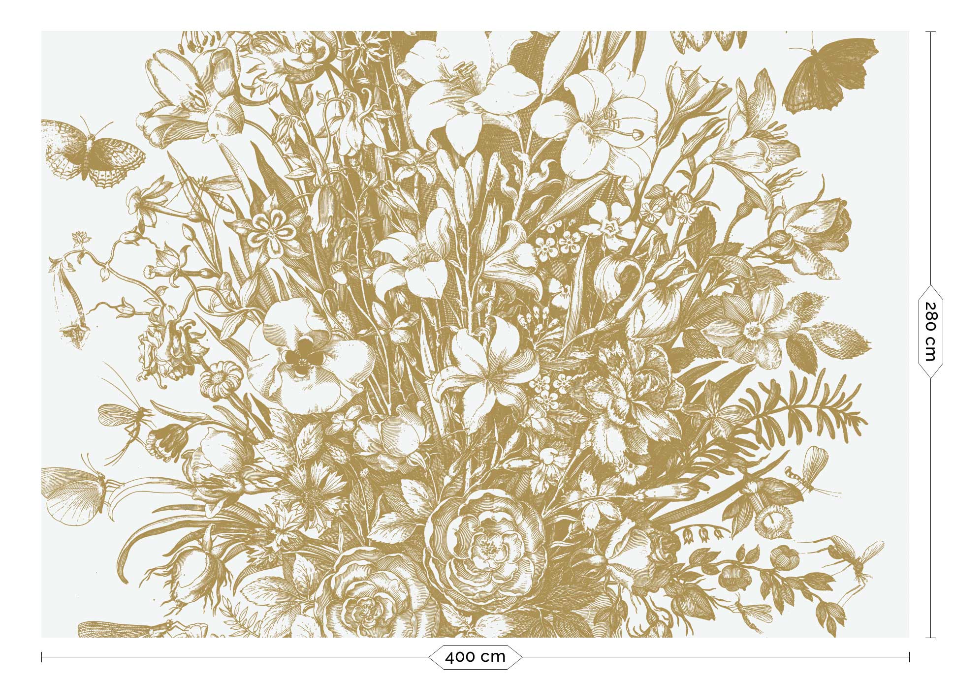 KEK Amsterdam Gold Metallic Engraved Flowers MW-133 - 8 Sheets Behang