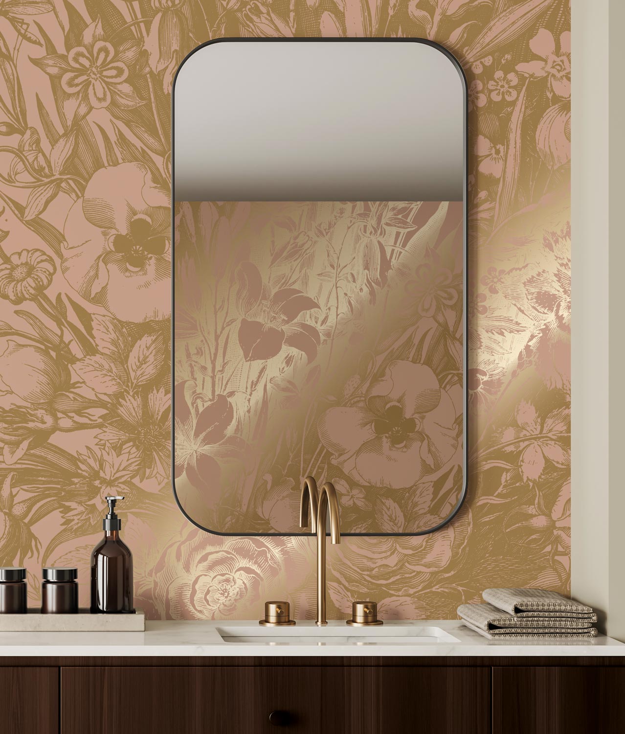 KEK Amsterdam Gold Metallic Engraved Flowers MW-137 - 4 Sheets Behang