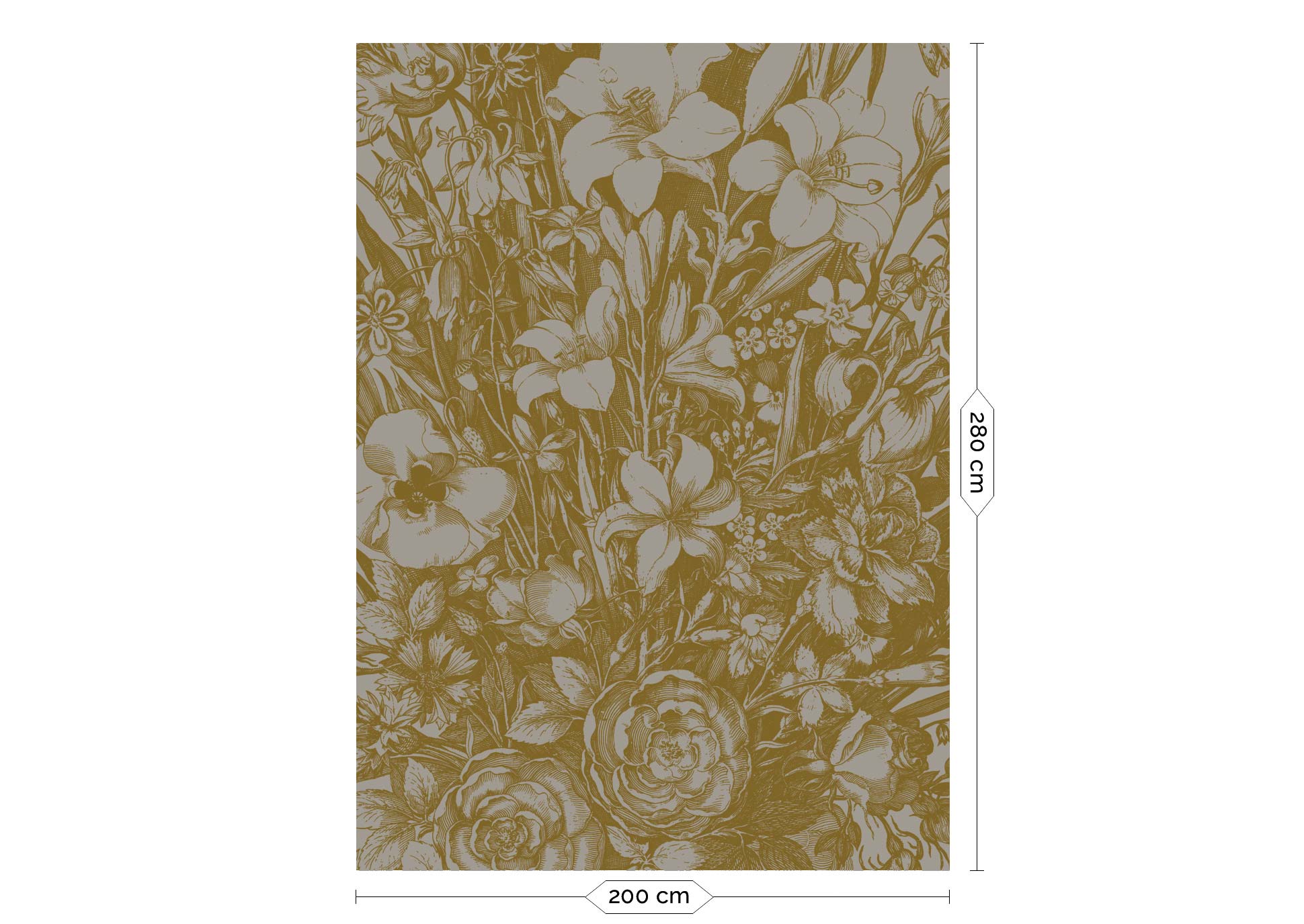 KEK Amsterdam Gold Metallic Engraved Flowers MW-140 - 4 Sheets Behang