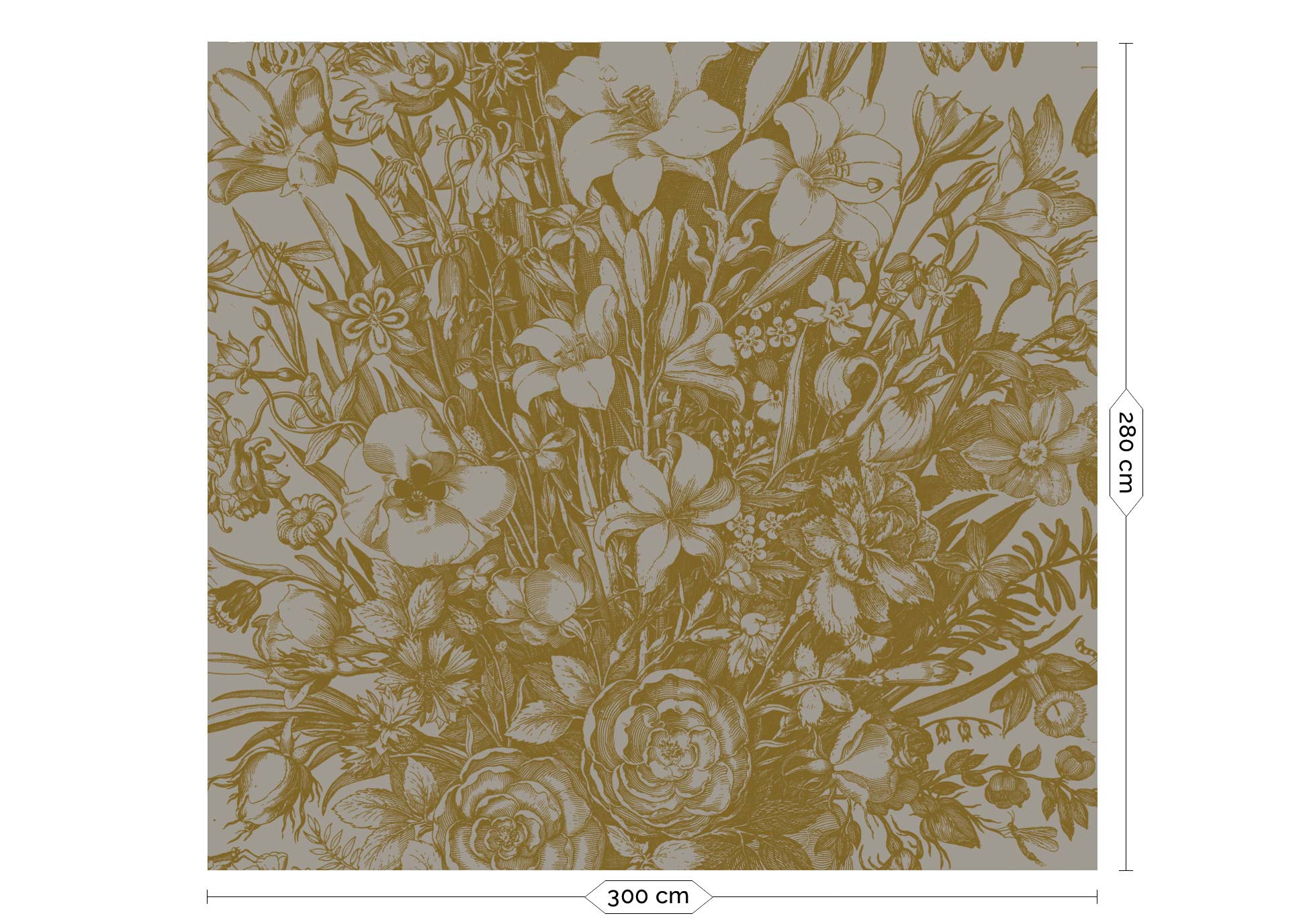 KEK Amsterdam Gold Metallic Engraved Flowers MW-141 - 6 Sheets Behang
