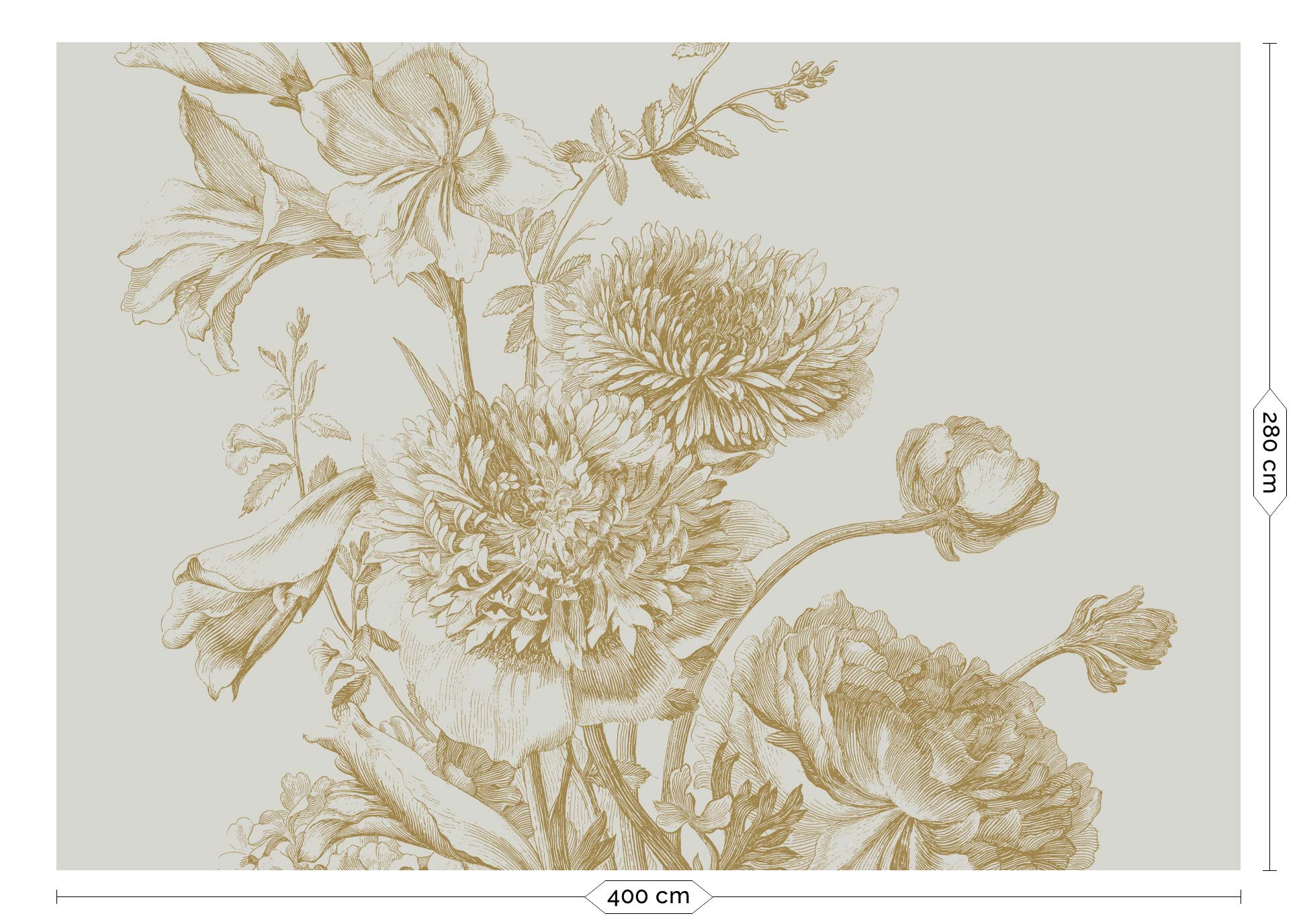 KEK Amsterdam Gold Metallic Engraved Flowers MW-145 - 8 Sheets Behang