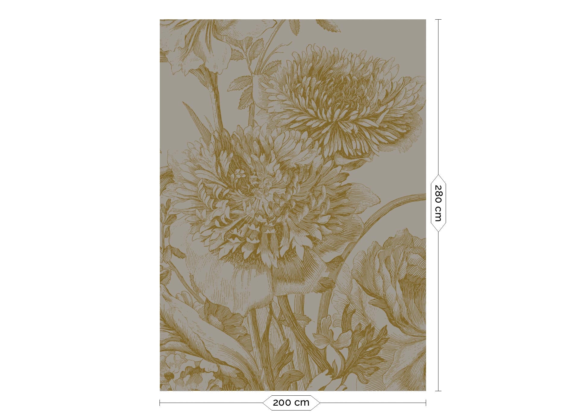 KEK Amsterdam Gold Metallic Engraved Flowers MW-149 - 4 Sheets Behang