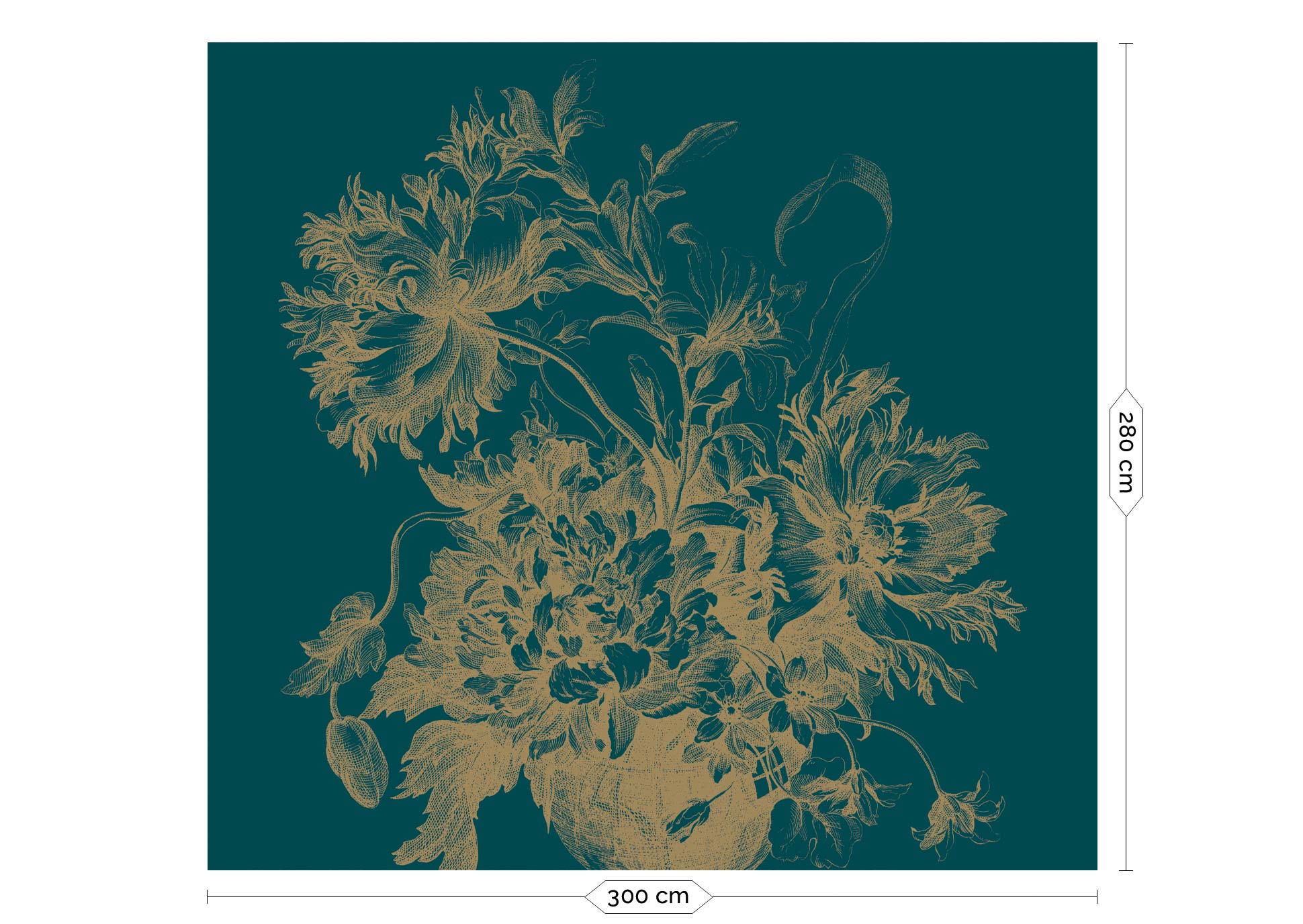 KEK Amsterdam Gold Metallic Engraved Flowers MW-189 - 6 Sheets Behang