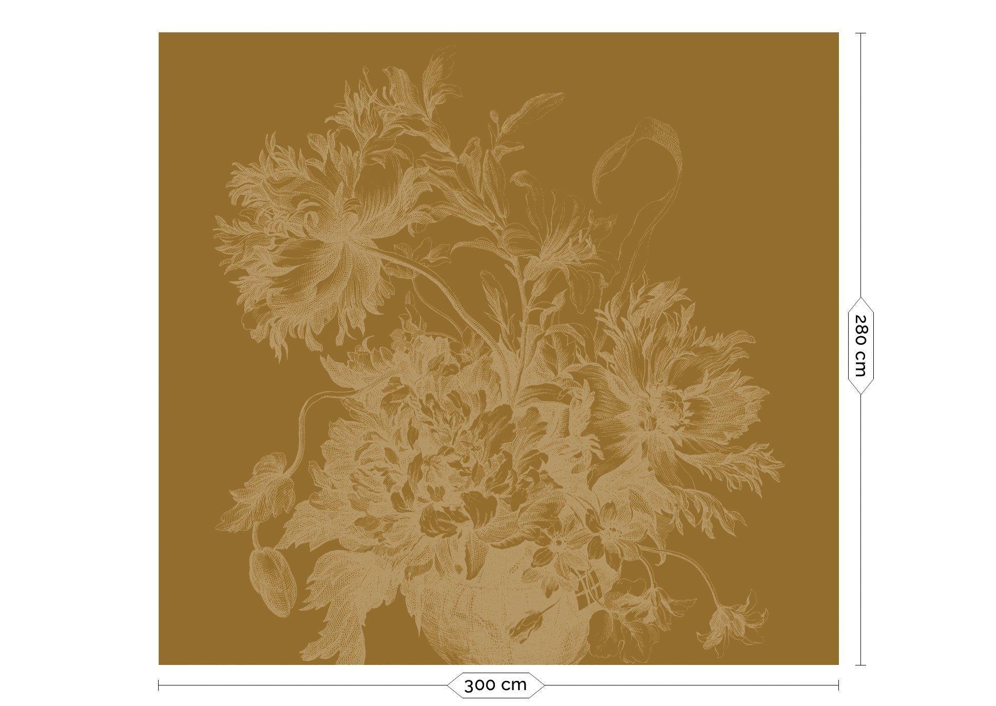 KEK Amsterdam Gold Metallic Engraved Flowers MW-195 - 6 Sheets Behang