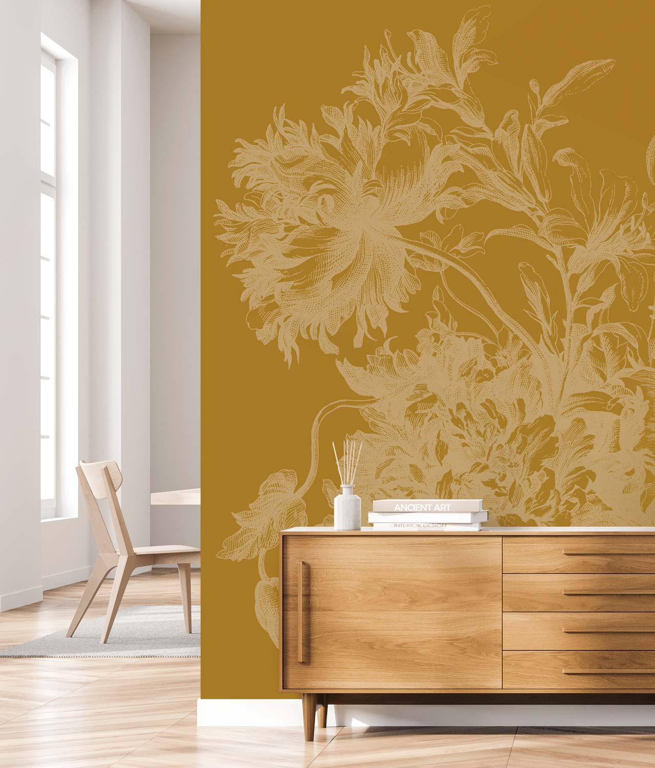 KEK Amsterdam Gold Metallic Engraved Flowers MW-197 - 4 Sheets Behang