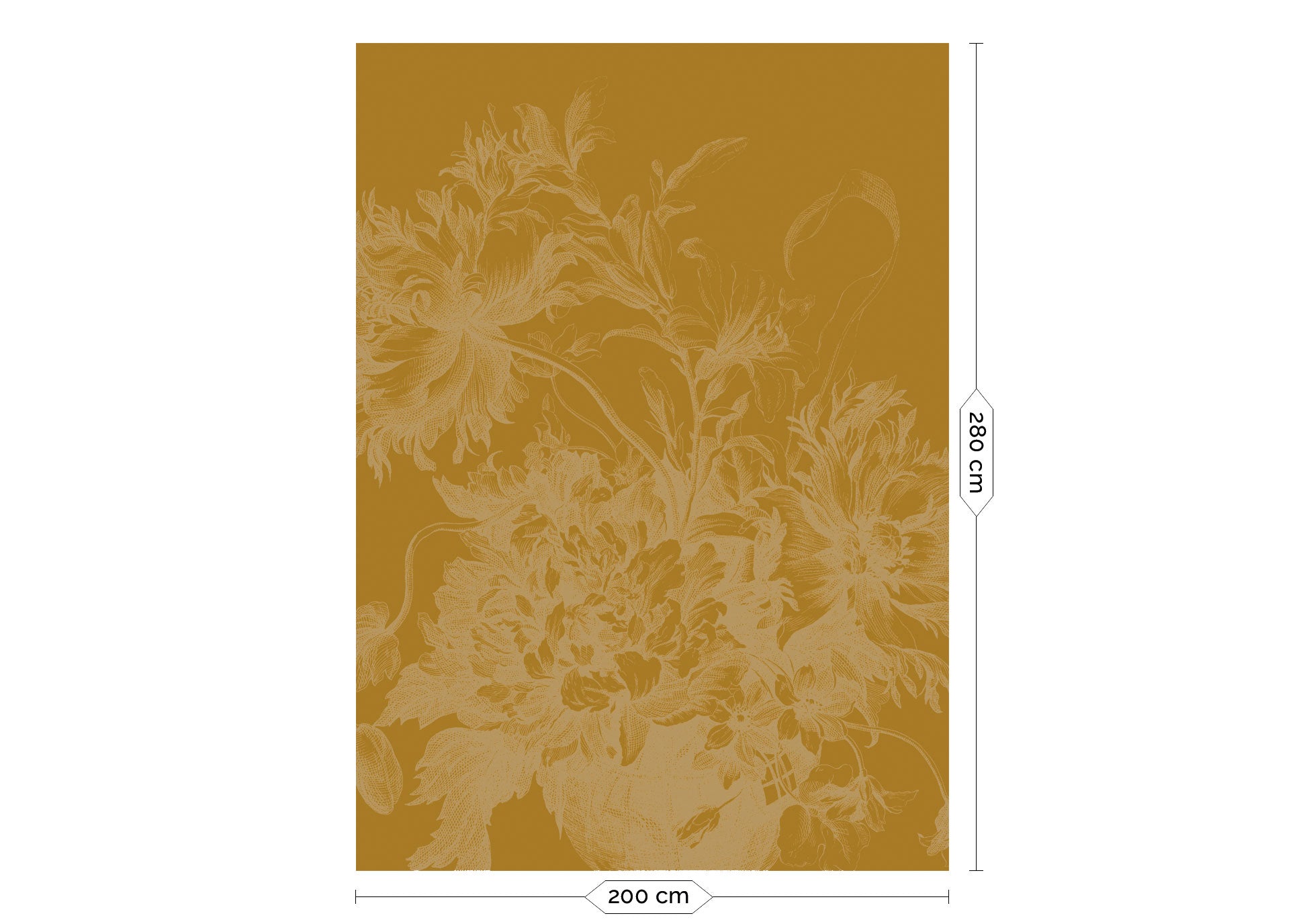 KEK Amsterdam Gold Metallic Engraved Flowers MW-197 - 4 Sheets Behang