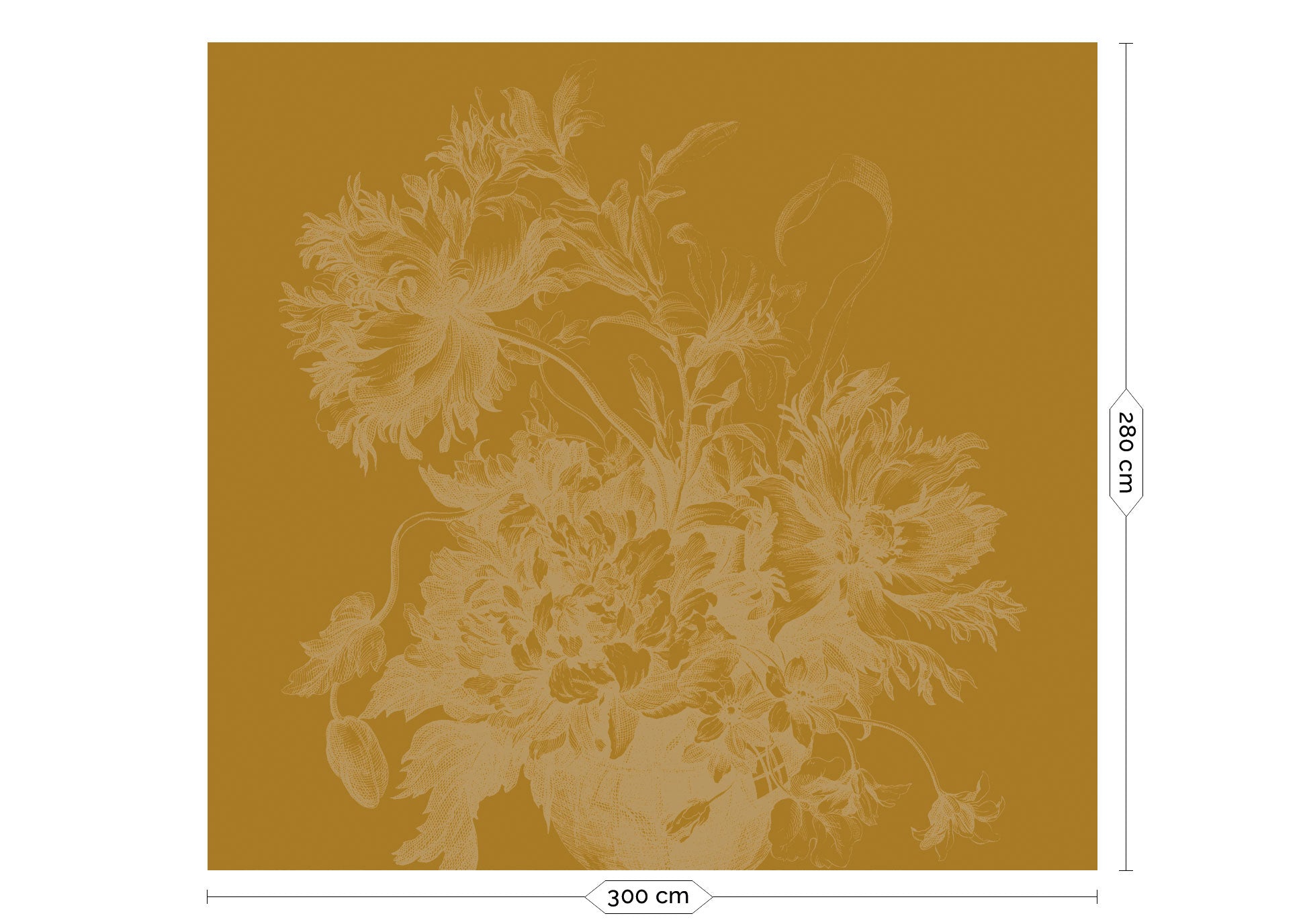 KEK Amsterdam Gold Metallic Engraved Flowers MW-198 - 6 Sheets Behang