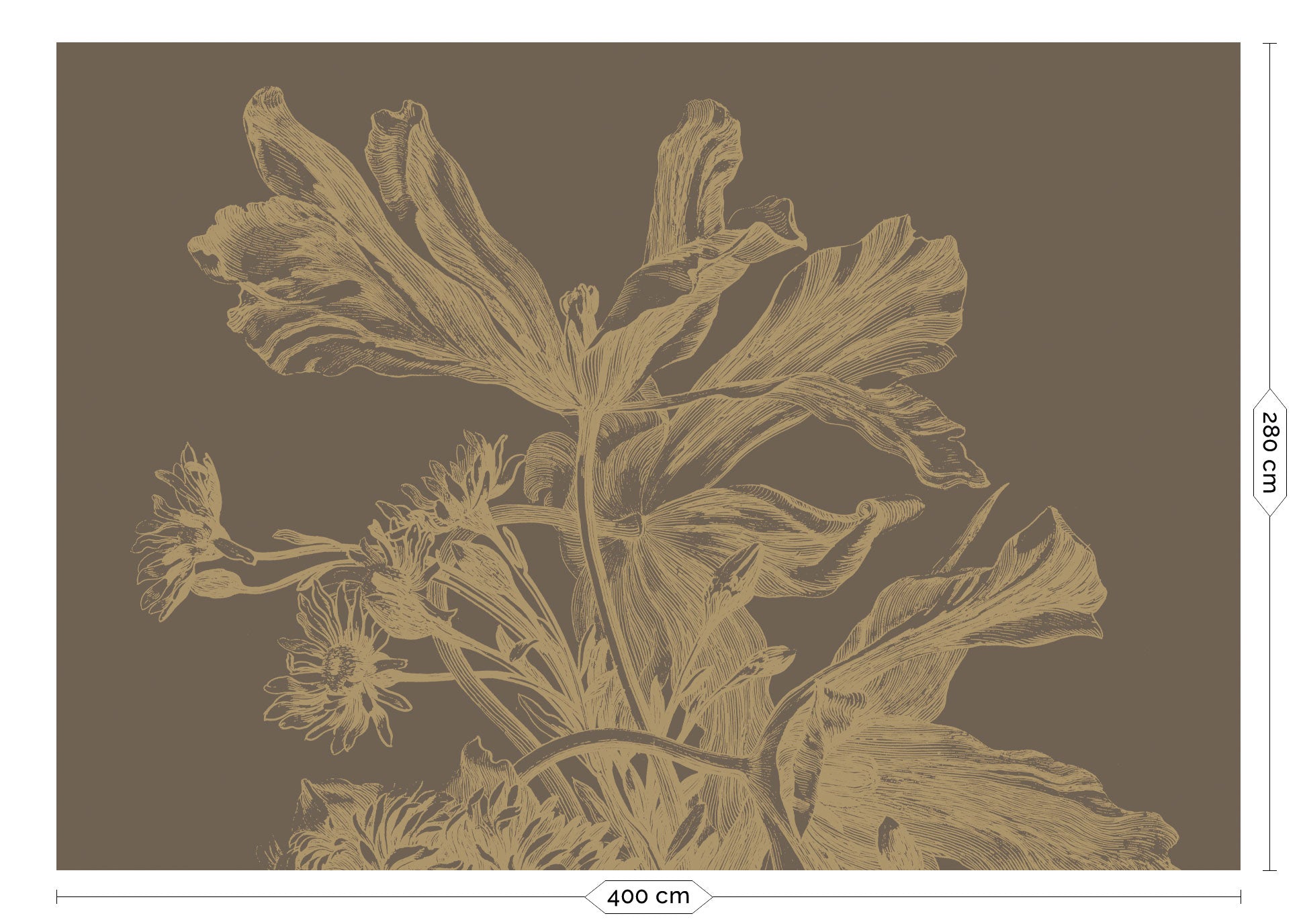 KEK Amsterdam Gold Metallic Engraved Flowers MW-202 - 8 Sheets Behang