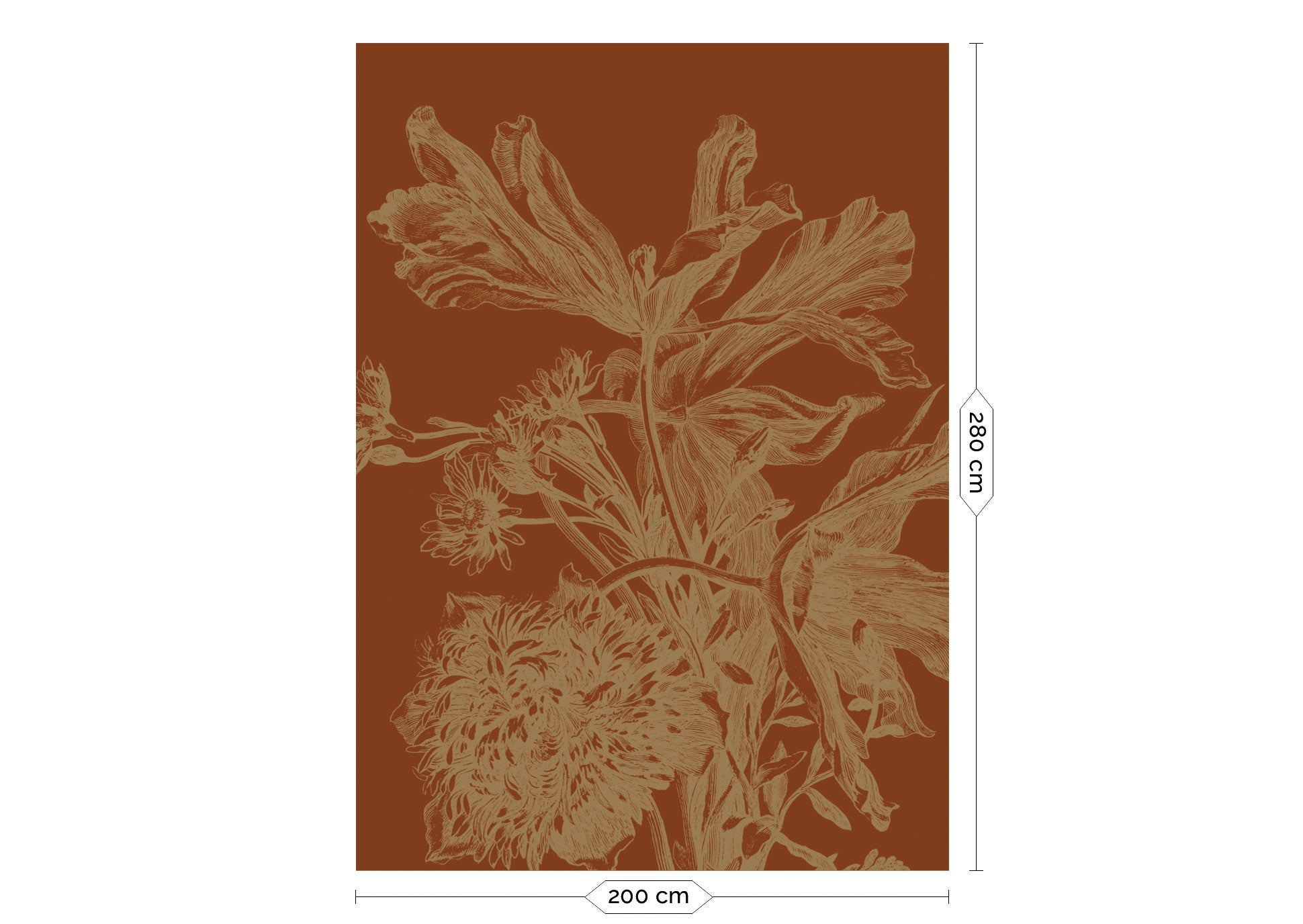 KEK Amsterdam Gold Metallic Engraved Flowers MW-203 - 4 Sheets Behang