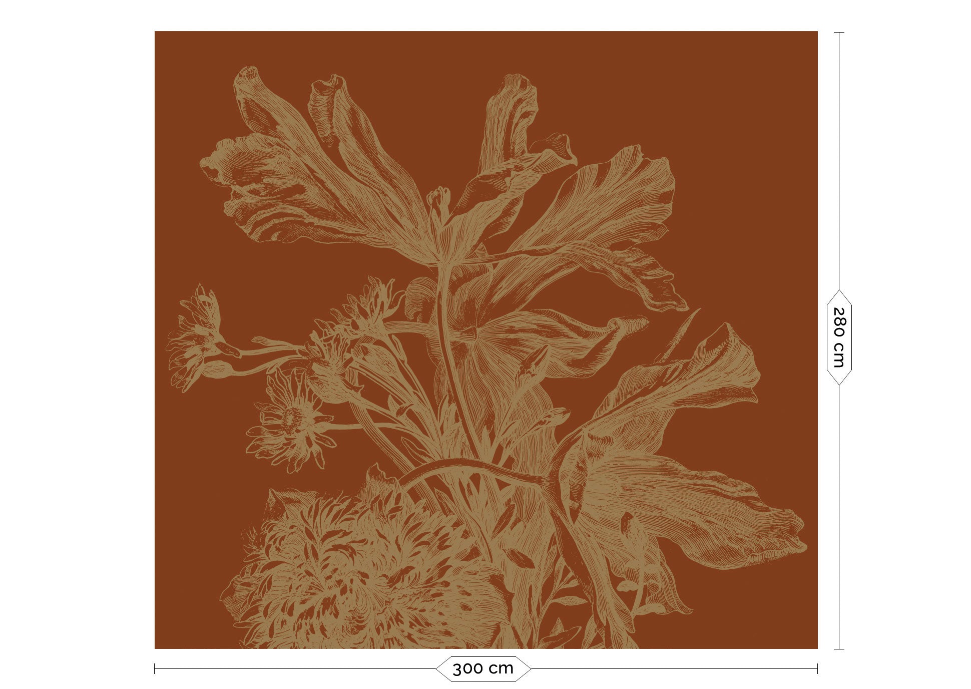 KEK Amsterdam Gold Metallic Engraved Flowers MW-204 - 6 Sheets Behang