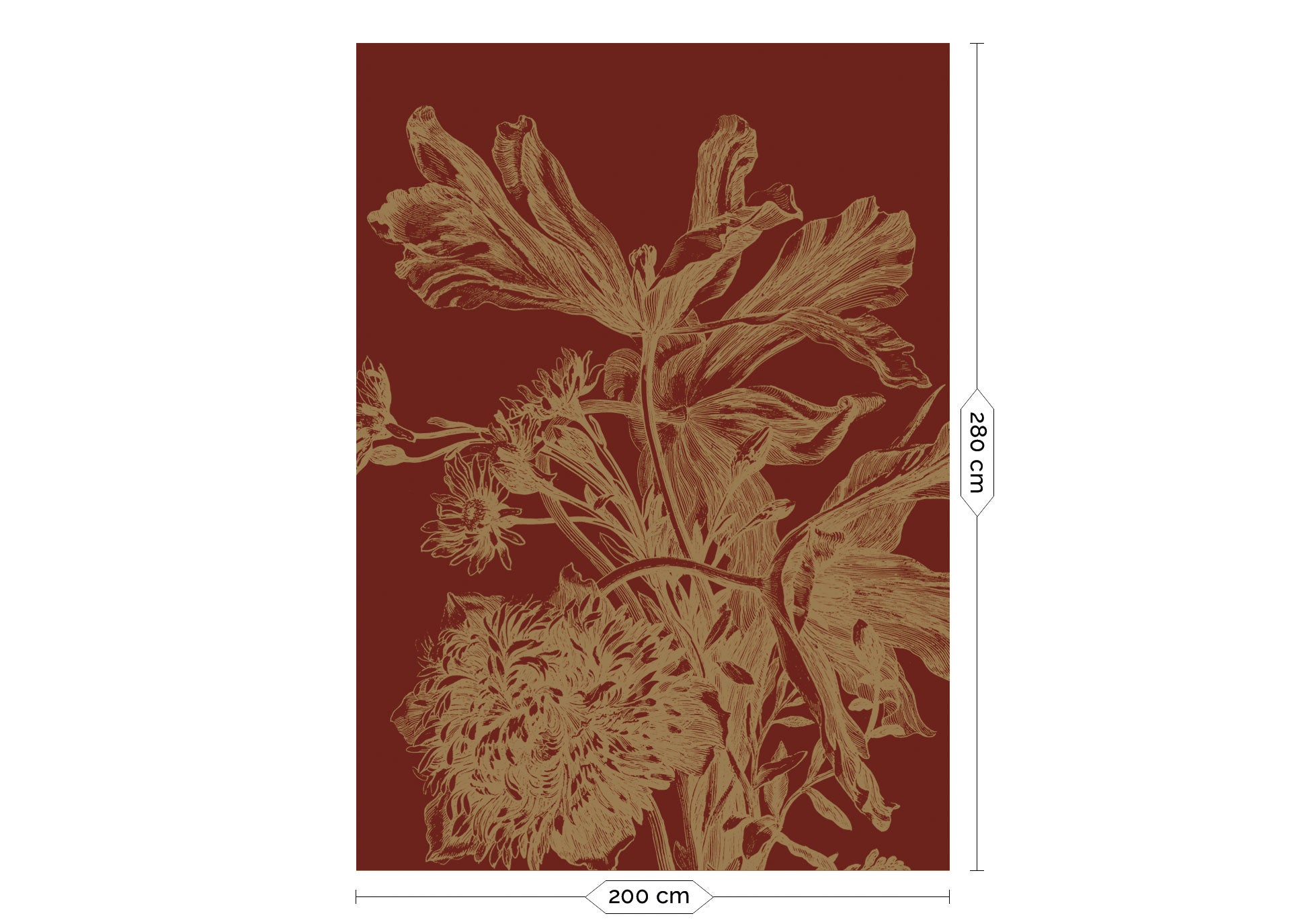 KEK Amsterdam Gold Metallic Engraved Flowers MW-206 - 4 Sheets Behang