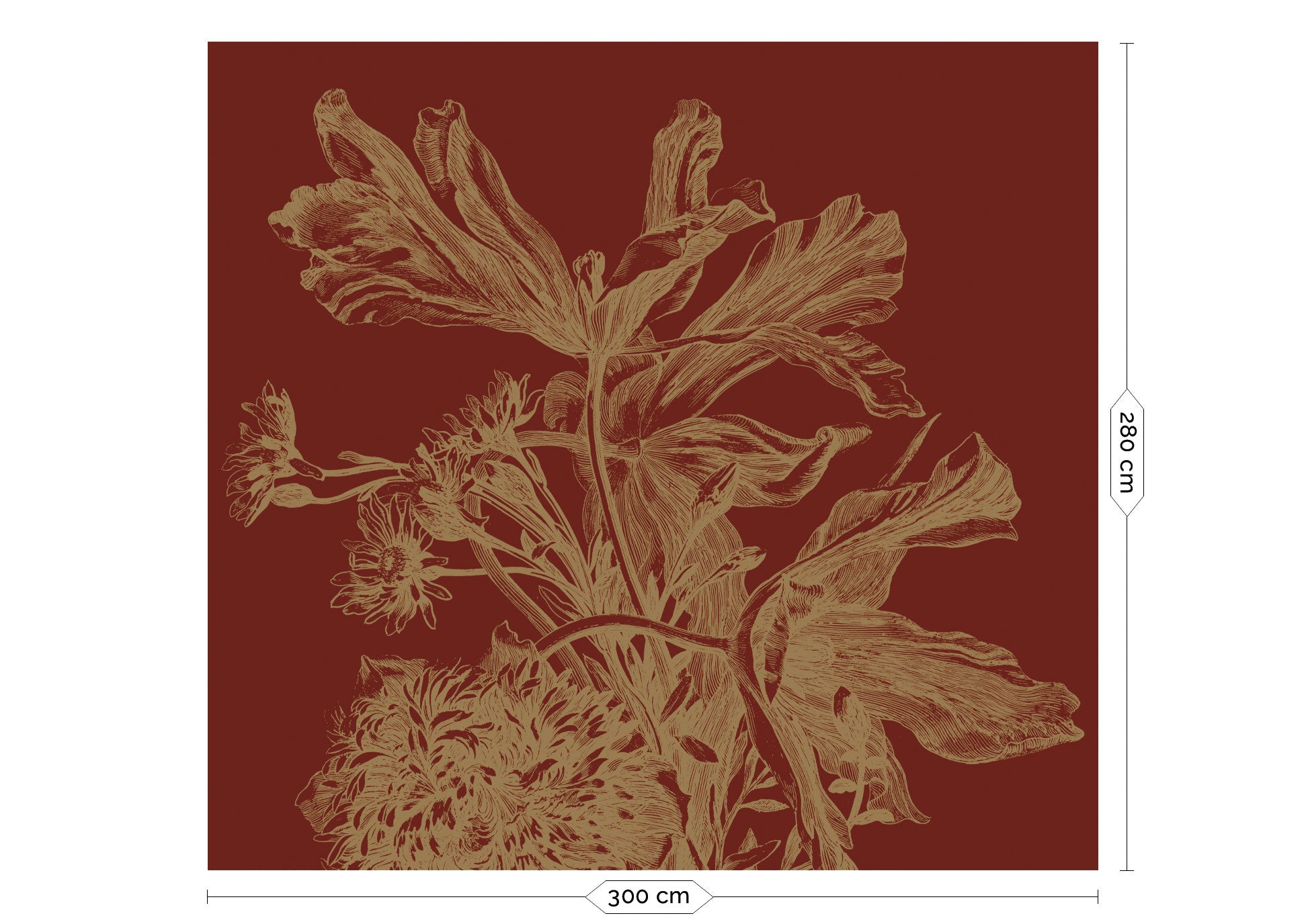 KEK Amsterdam Gold Metallic Engraved Flowers MW-207 - 6 Sheets Behang