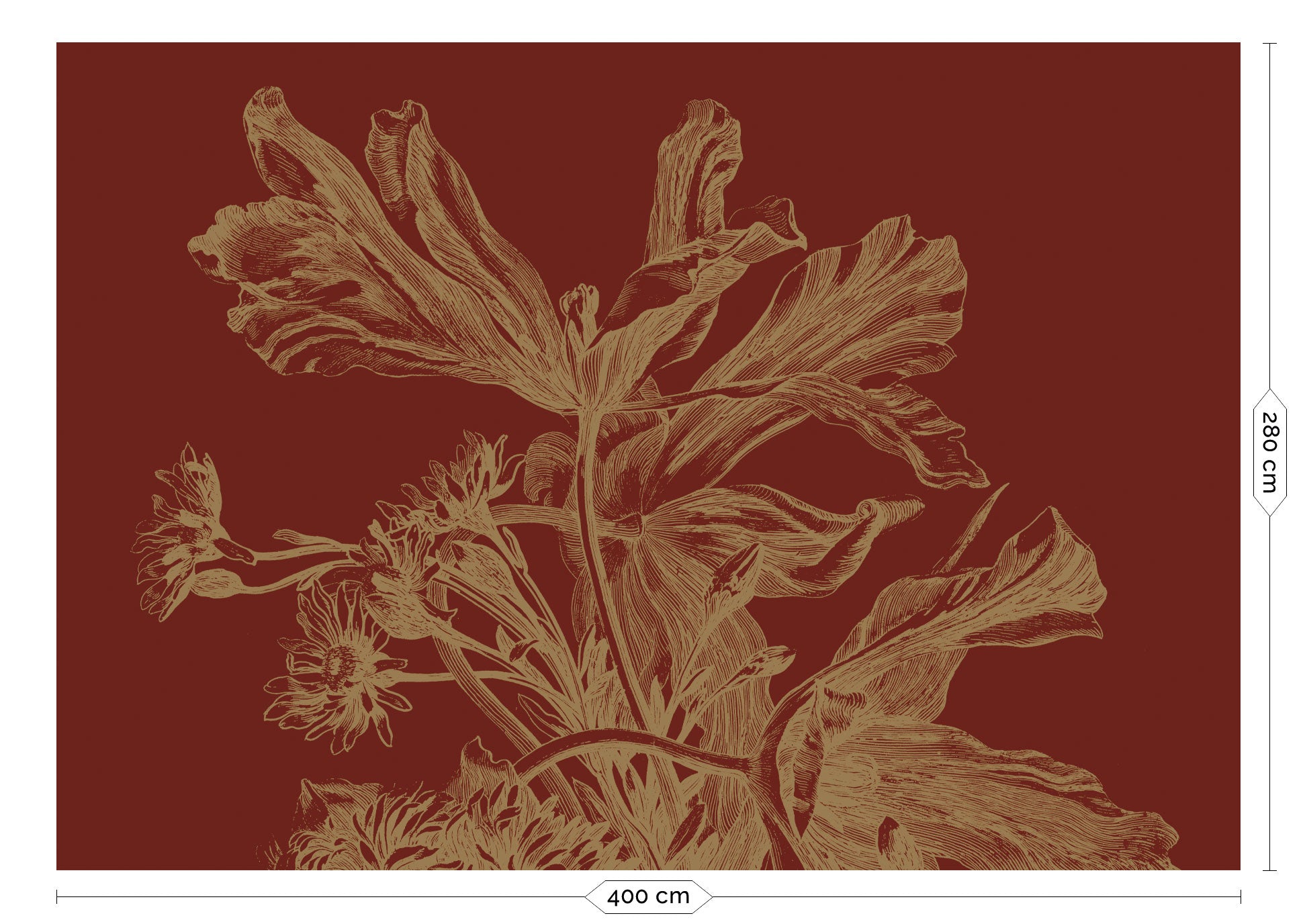 KEK Amsterdam Gold Metallic Engraved Flowers MW-208 - 8 Sheets Behang