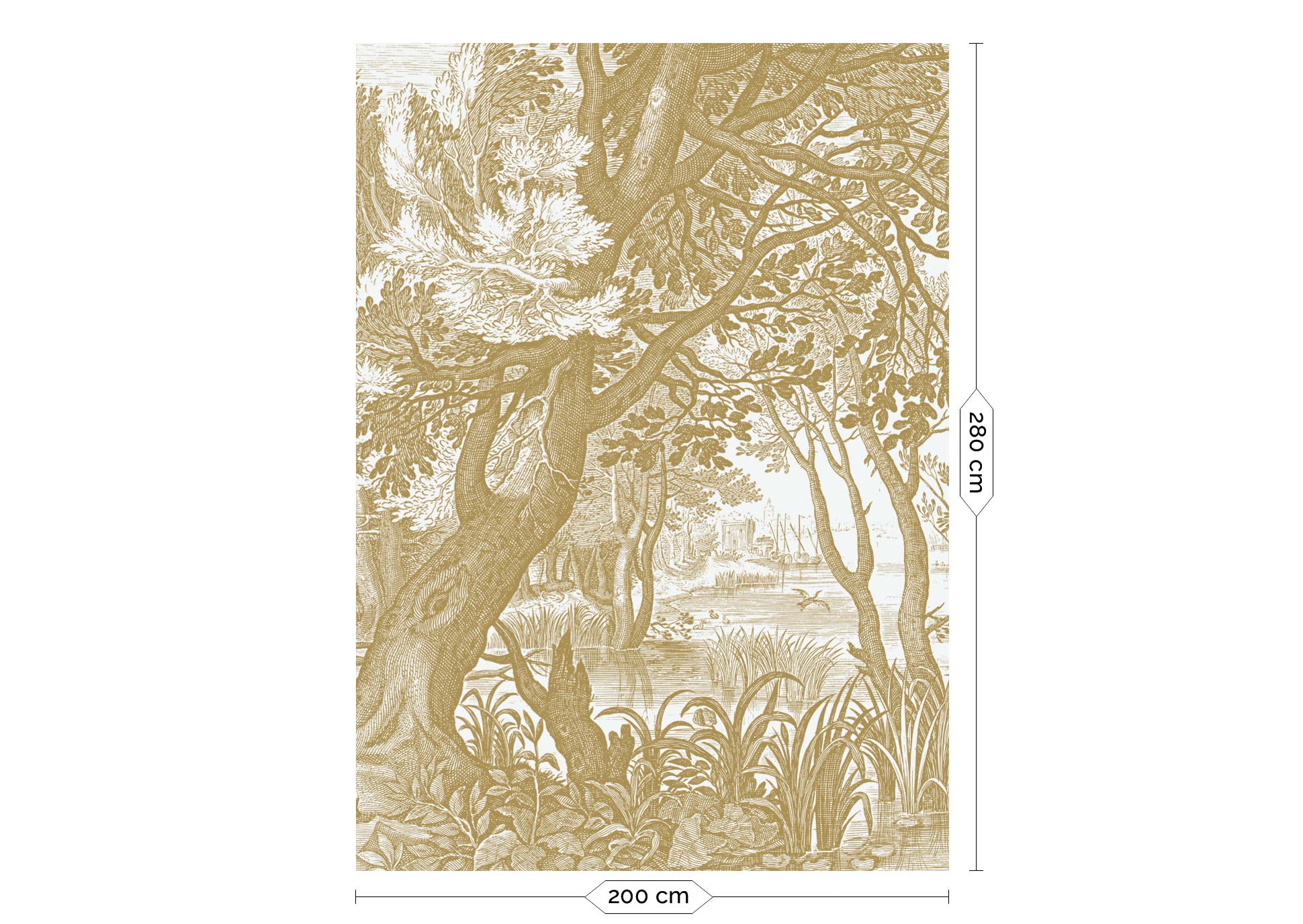 KEK Amsterdam Gold Metallic Engraved Landscapes MW-040 - 4 Sheets Behang