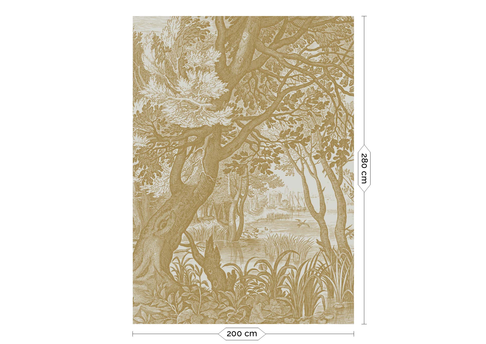 KEK Amsterdam Gold Metallic Engraved Landscapes MW-092 - 4 Sheets Behang