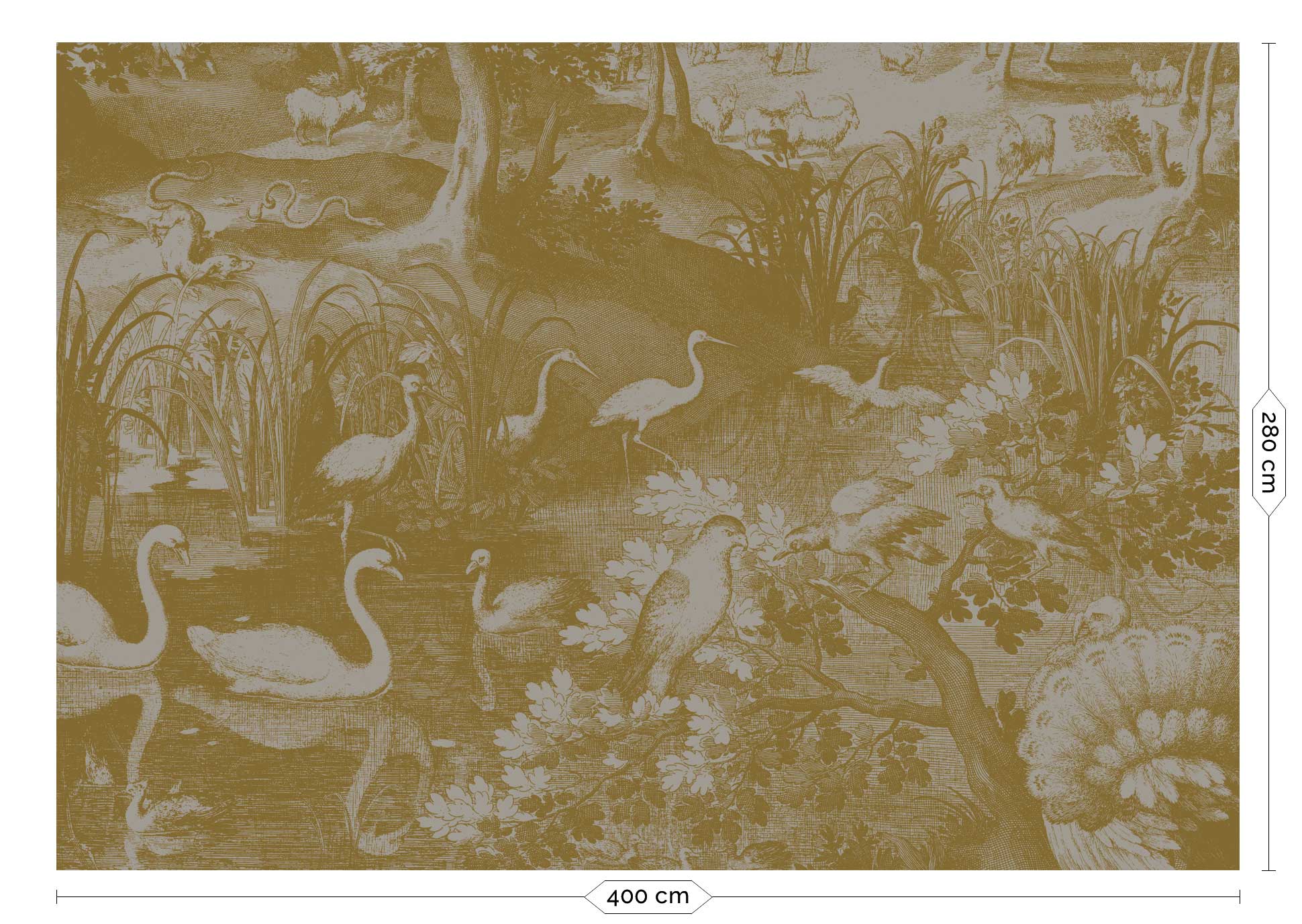 KEK Amsterdam Gold Metallic Engraved Landscapes MW-112 - 8 Sheets Behang