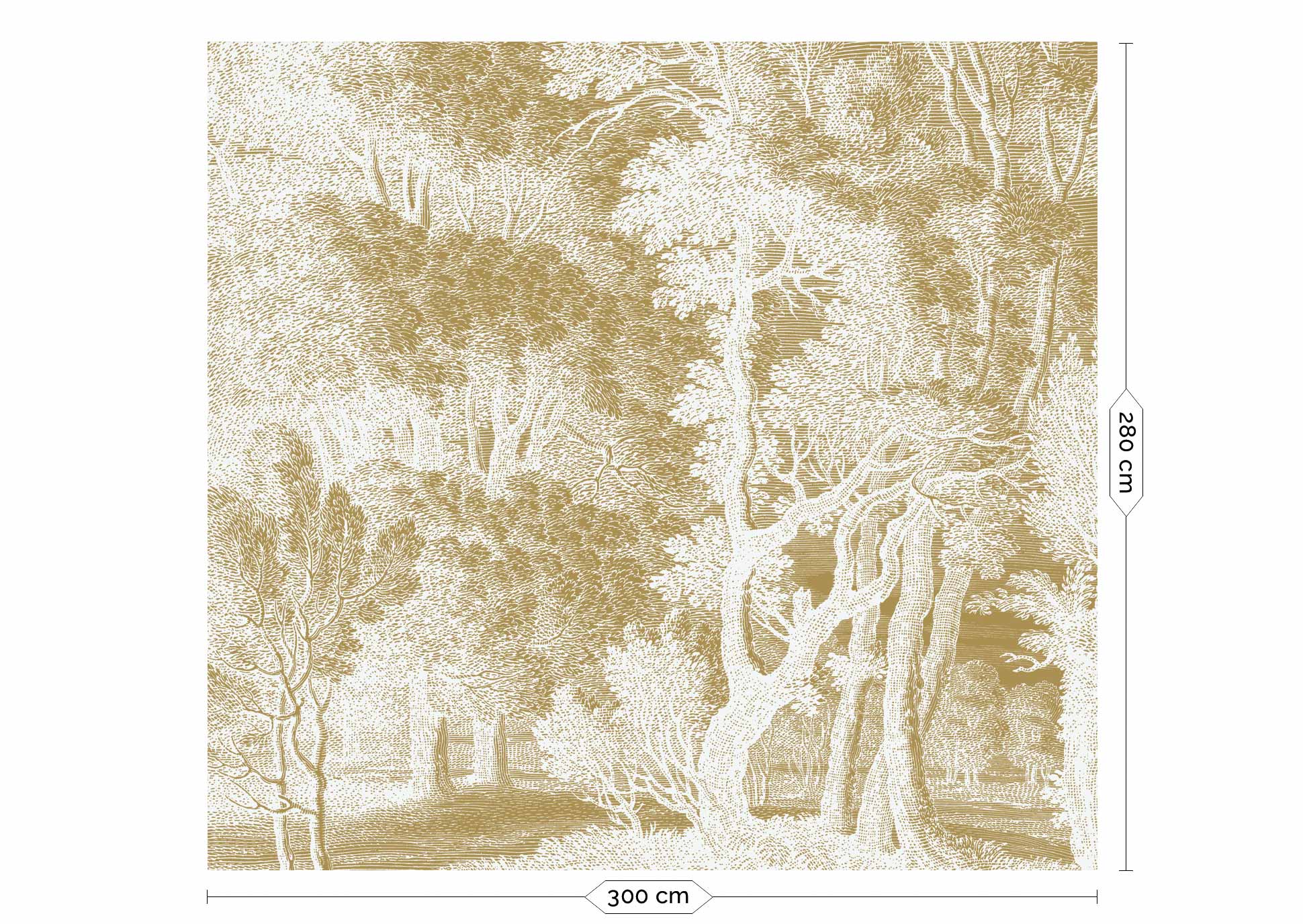 KEK Amsterdam Gold Metallic Engraved Landscapes MW-153 - 6 Sheets Behang
