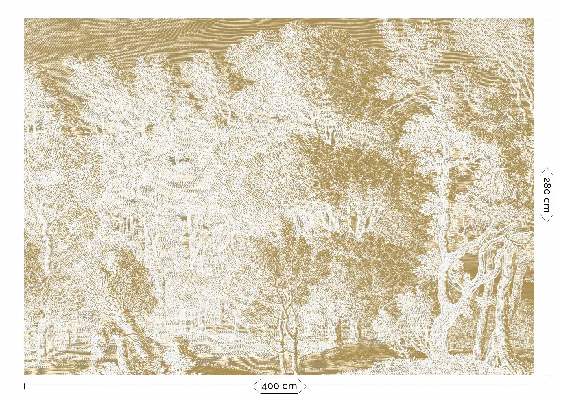 KEK Amsterdam Gold Metallic Engraved Landscapes MW-154 - 8 Sheets Behang